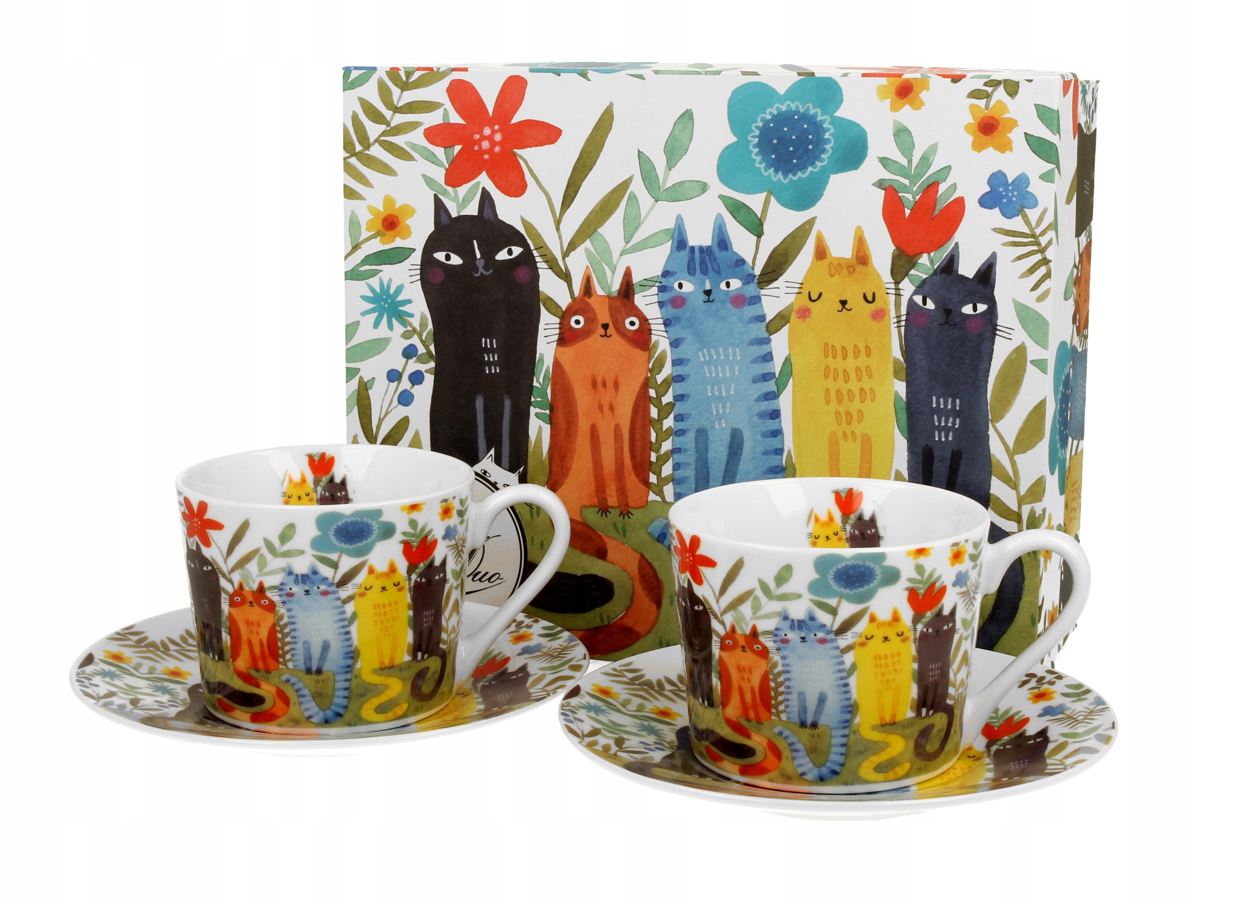 Zestaw filiżanek komplet 2 szt Koci Świat KOTY OGRODOWE