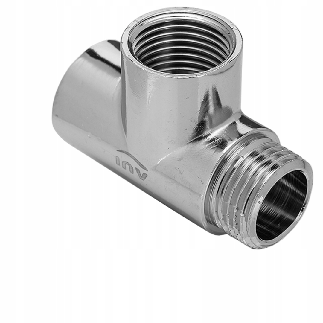 TRÓJNIK RÓWNOPRZELOTOWY MOSIĘŻNY CHROMOWANY 1/2"x1/2"x1/2" CALA GW GZ DN15