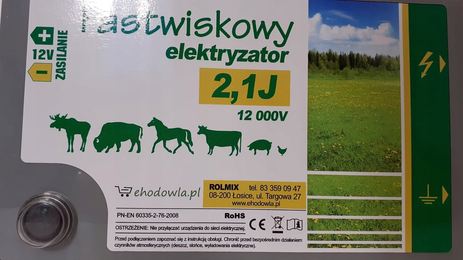 Pasztuch elektryczny PASTWISKOWY 2,1 J Elementy zestawu Elektryzator