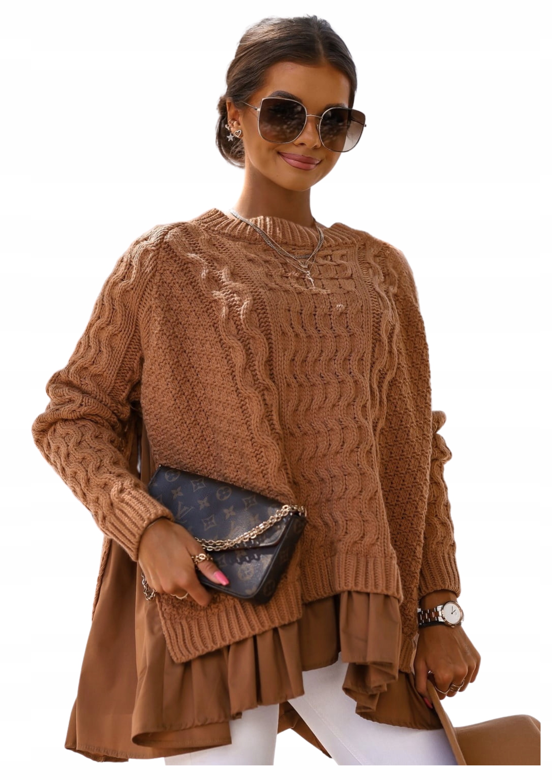 

Sweter damski oversize Cocomore karmelowy