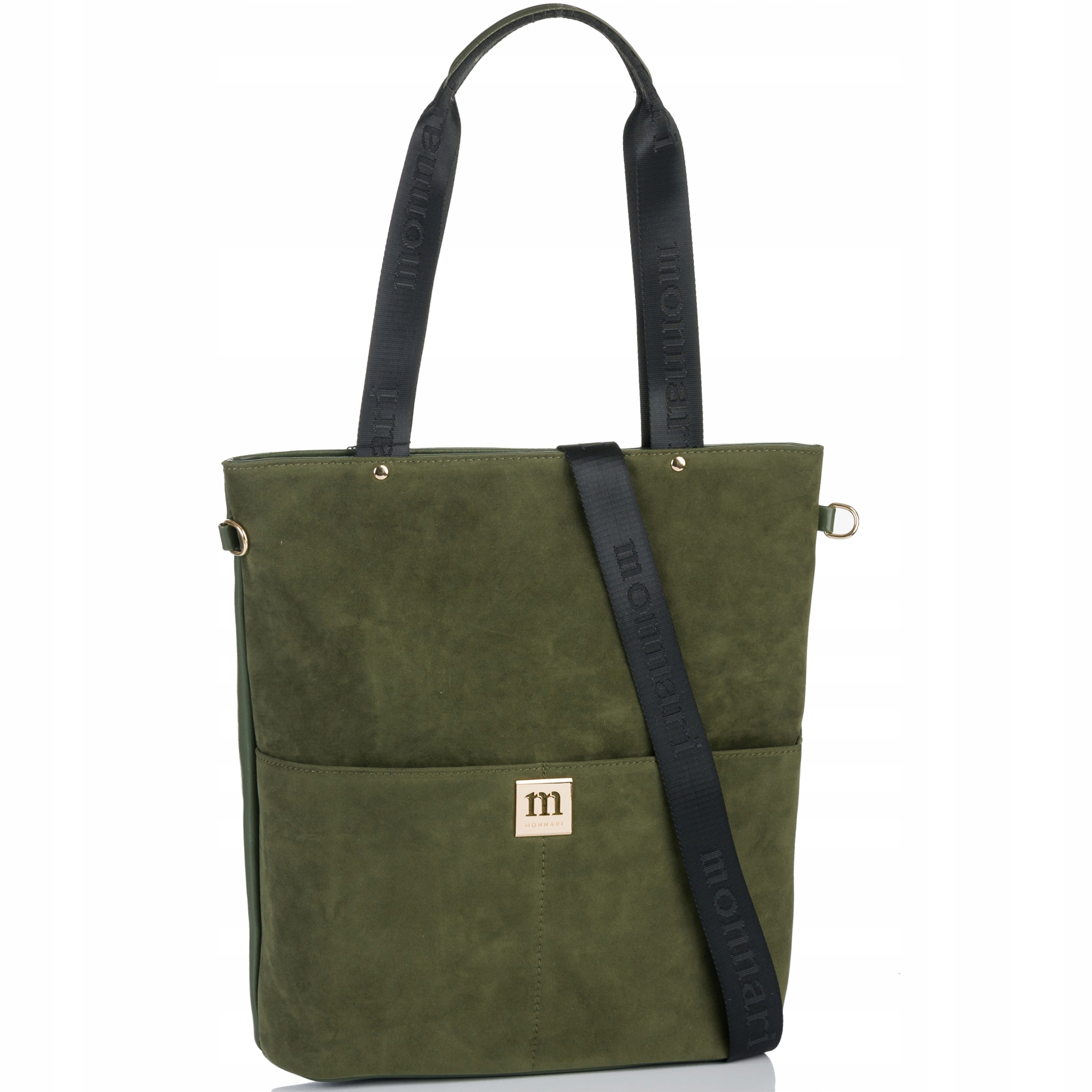 Torebka Monnari Torba Shopper Duża Praktyczna Zamszowa Premium Zielona
