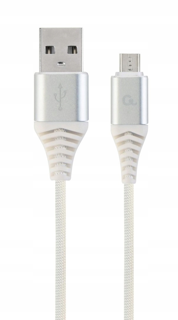 Kabel Usb 2.0 (AM/microUSB M) 2m oplot tekstylny biały Gembird