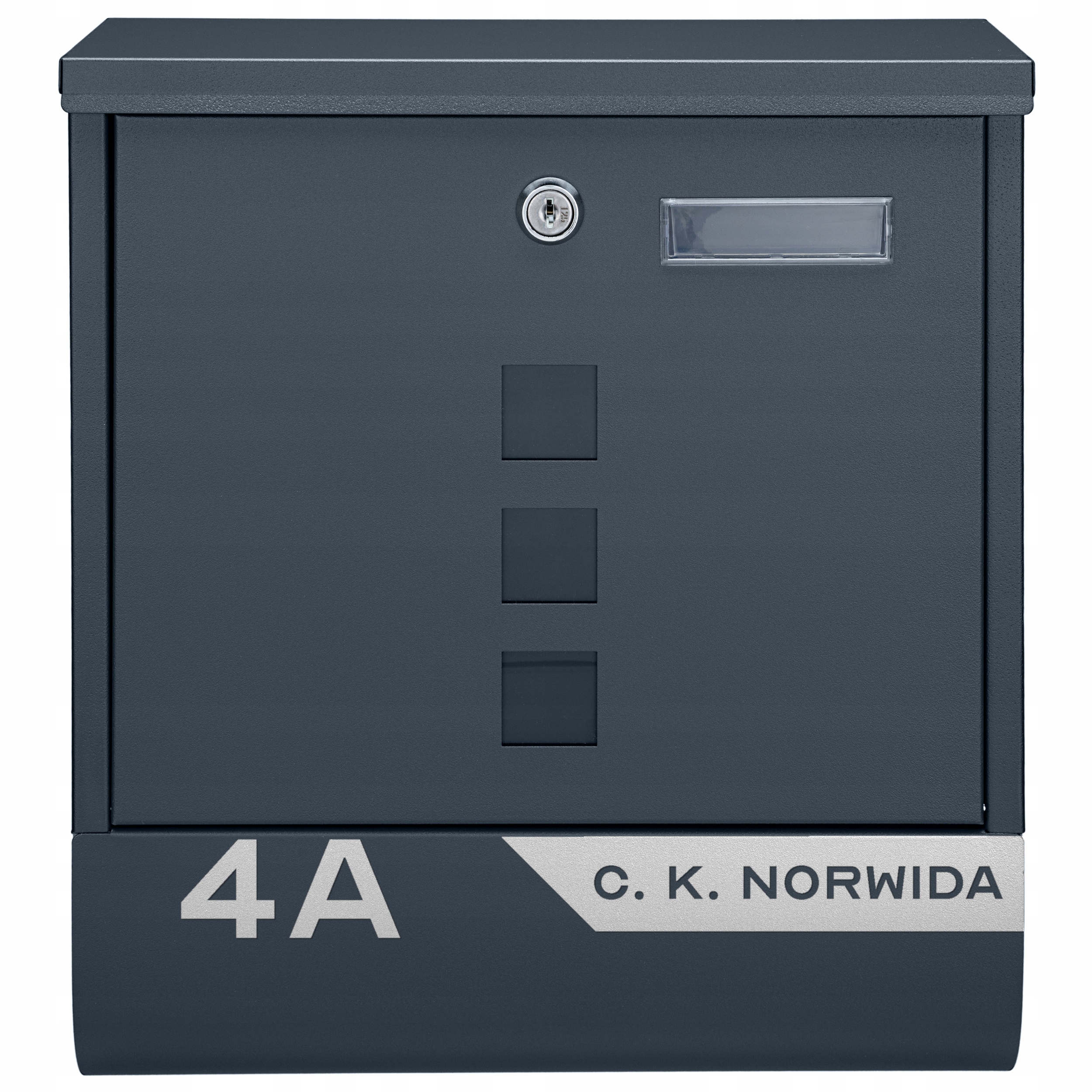 ANTRACYTOWA SKRZYNKA POCZTOWA Z TUBĄ + ADRES WZÓR