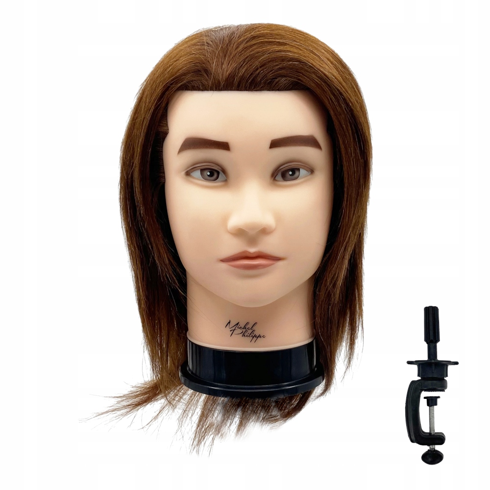 Kadeřnická Hlava Tréninková Hlava Mužská Přírodní Lidské Vlasy Hnědé