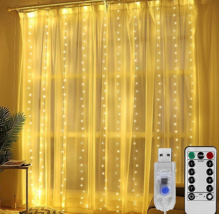 

Lampki Kurtyna Świetlna Led Pilot 2X2 Biały Ciepły