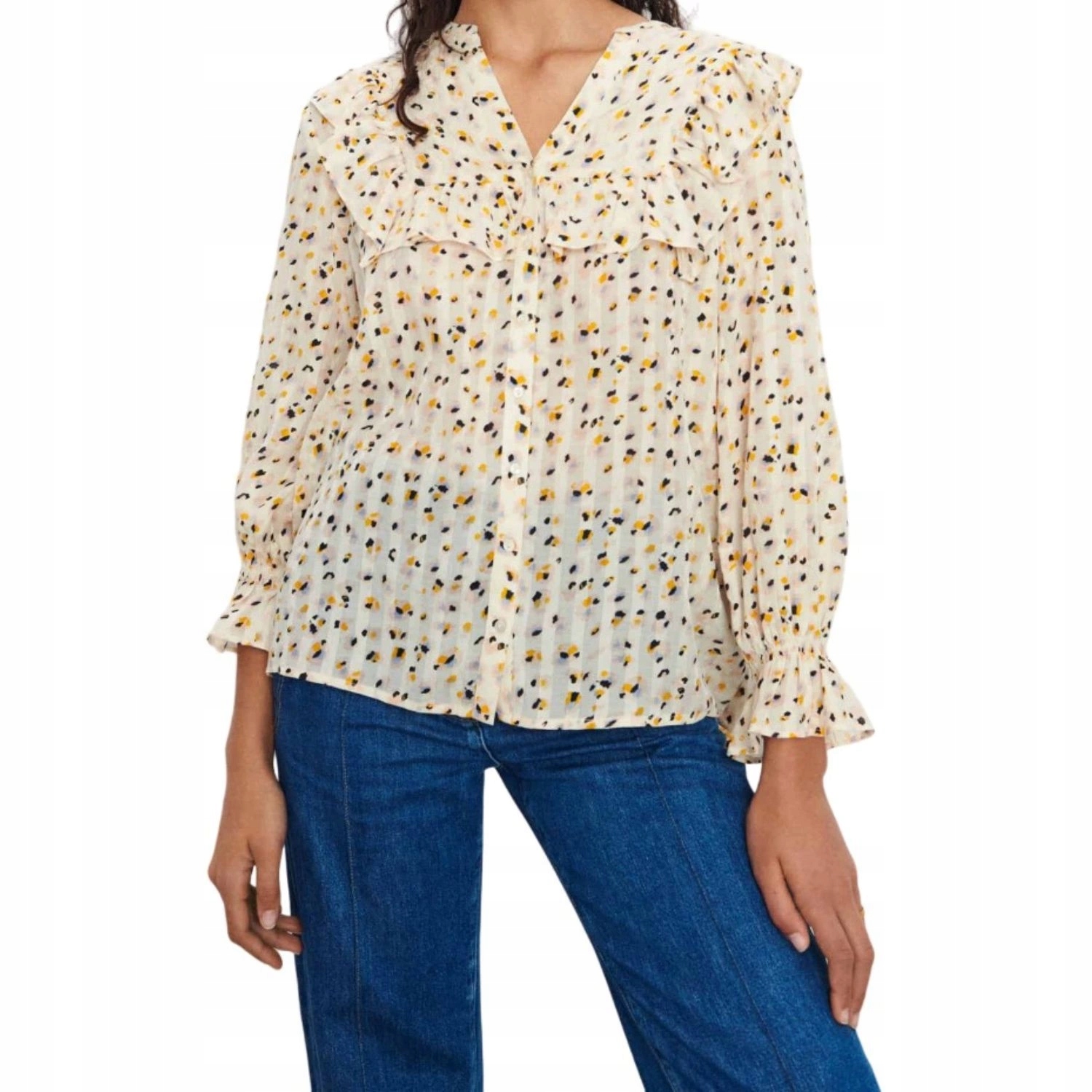 Dámská košile Ba&Sh s volánky a dlouhým rukávem, béžová, US4 Xs