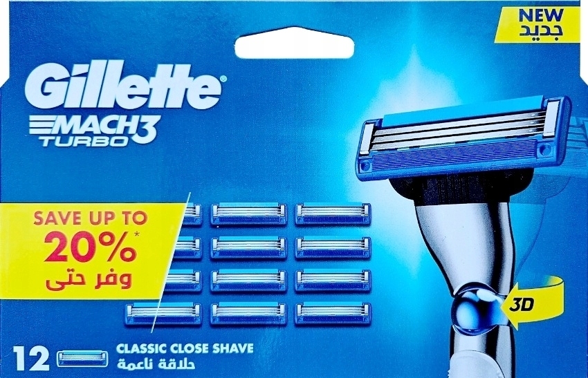 Gillette Mach3 Turbo Wkłady Ostrza Wymienne 12szt