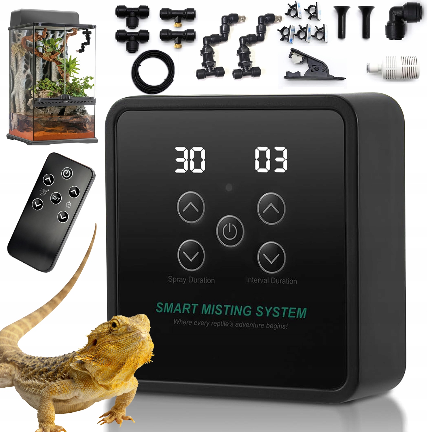 Zvlhčovač Vzduchu Pro Plazy 2 Trysky 360° S Časovačem Pro Plazy A Obojživelníky