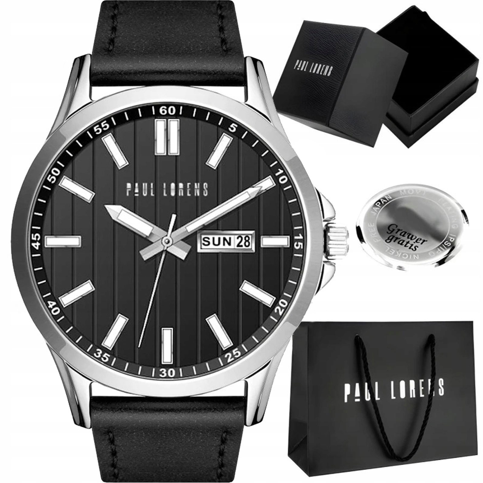 Pánské hodinky Paul Lorens Torent klasický ciferník s datumovkou Box Gravírování