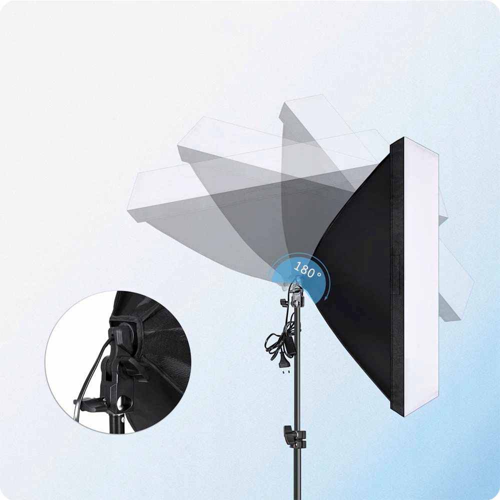 Lampa Softbox Studyjna 50x70cm Oświetlenie Ciągłe Oprawka E27 + Statyw Kształt prostokątny