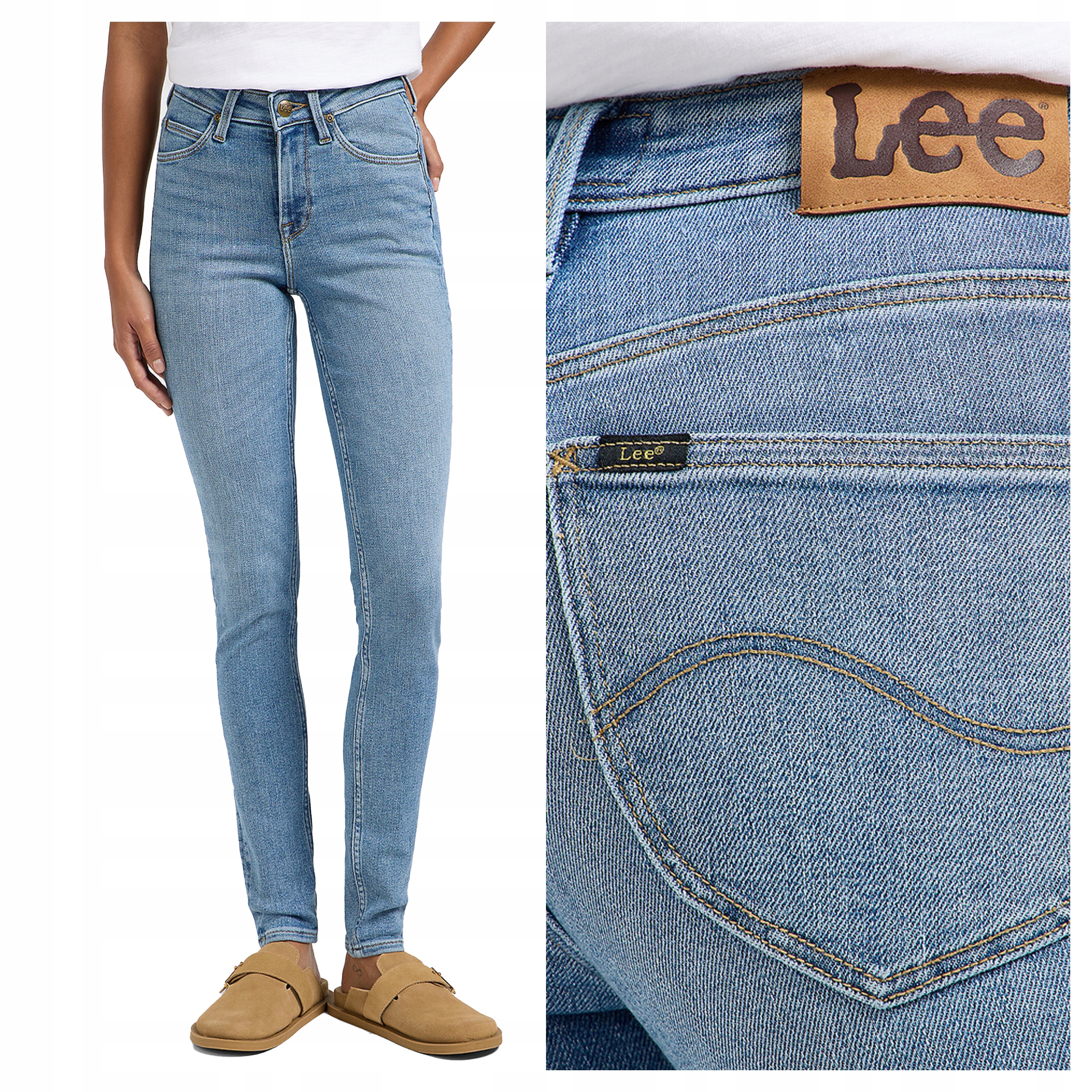 Dámské kalhoty Lee Scarlett High Jeansové Přiléhavé Modré W30 L31