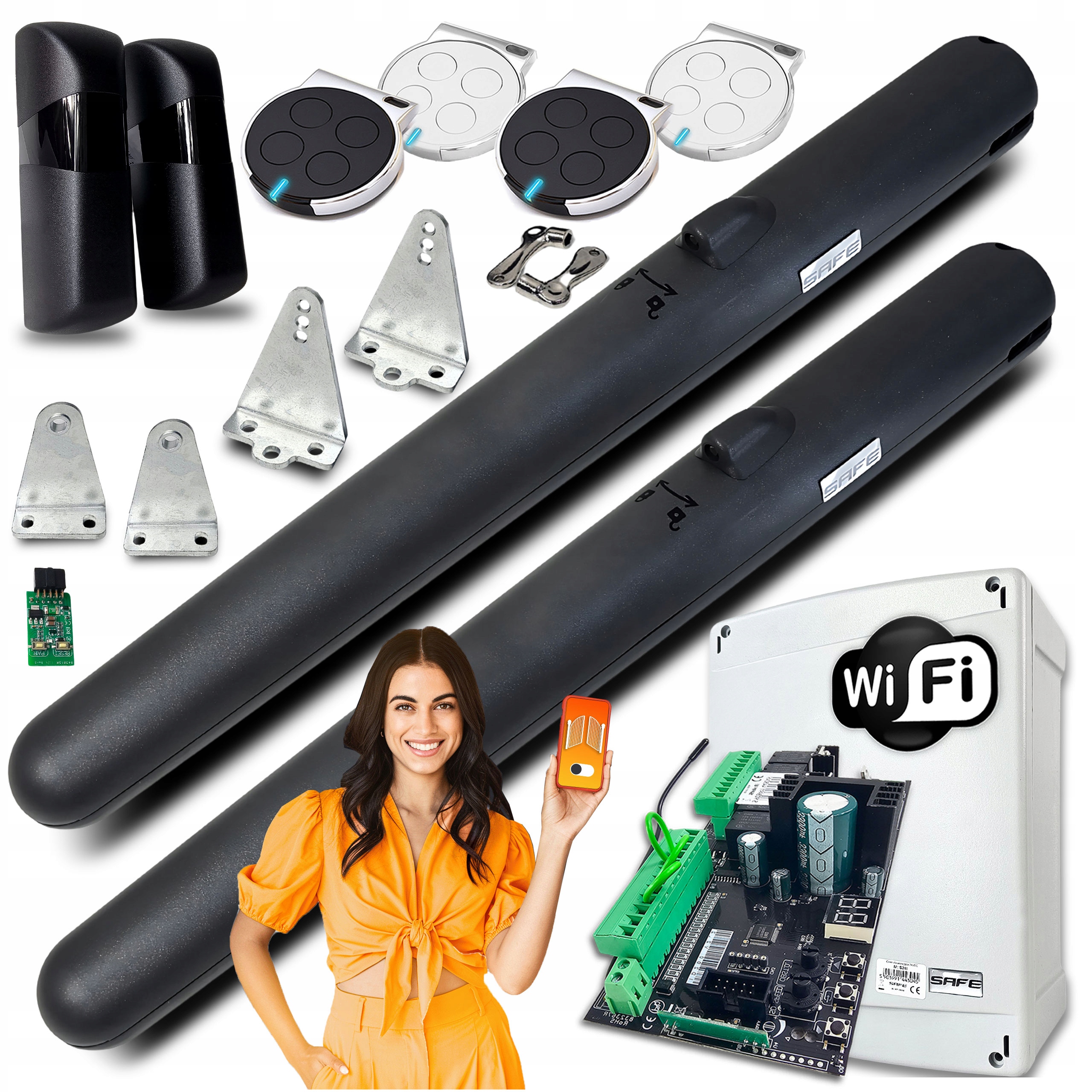 Pohon Pro Dvoukřídlovou Bránu Automat ovladače sada pohonu 5 m Wifi Tuya