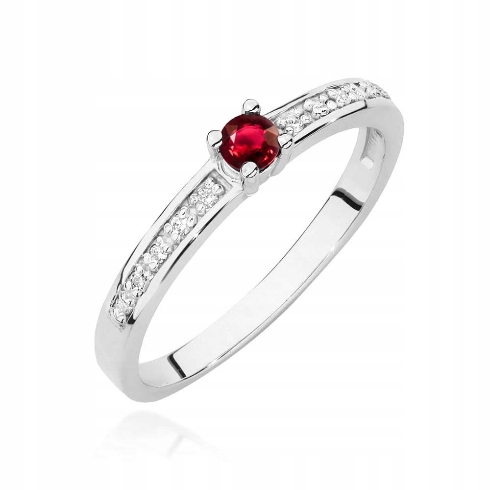 Prstýnek Zlatý 585 s rubínem a brilianty 0.05 ct r11