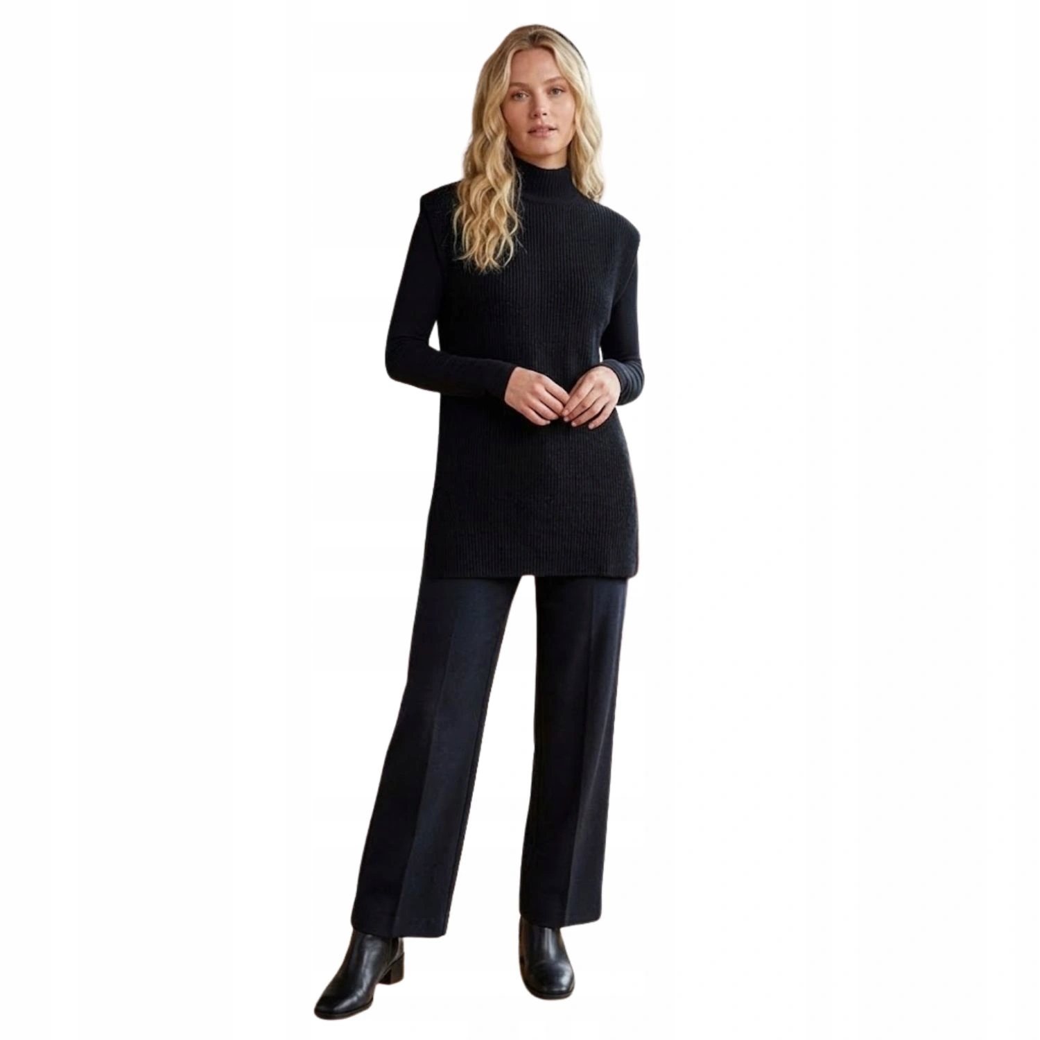 Dámský svetr Rodier dlouhý bez rukávů s merino vlnou, černý vel. L