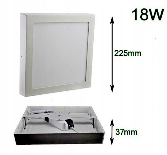 Panel LED plafon kwadrat natynkowy 18W neutralny