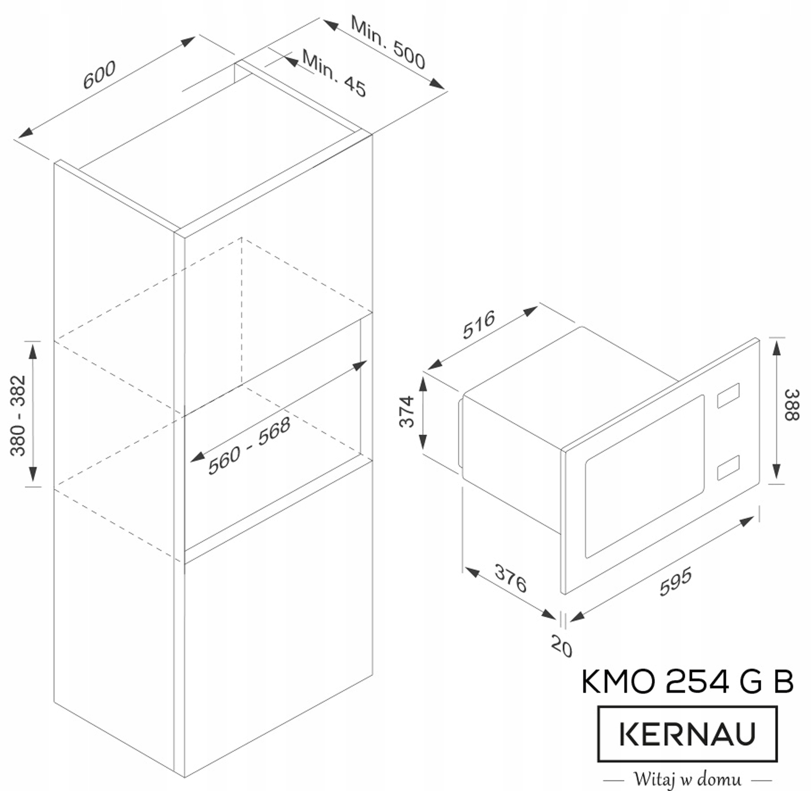 Kuchenka mikrofalowa do zab. KERNAU KMO 254 G B Marka Kernau