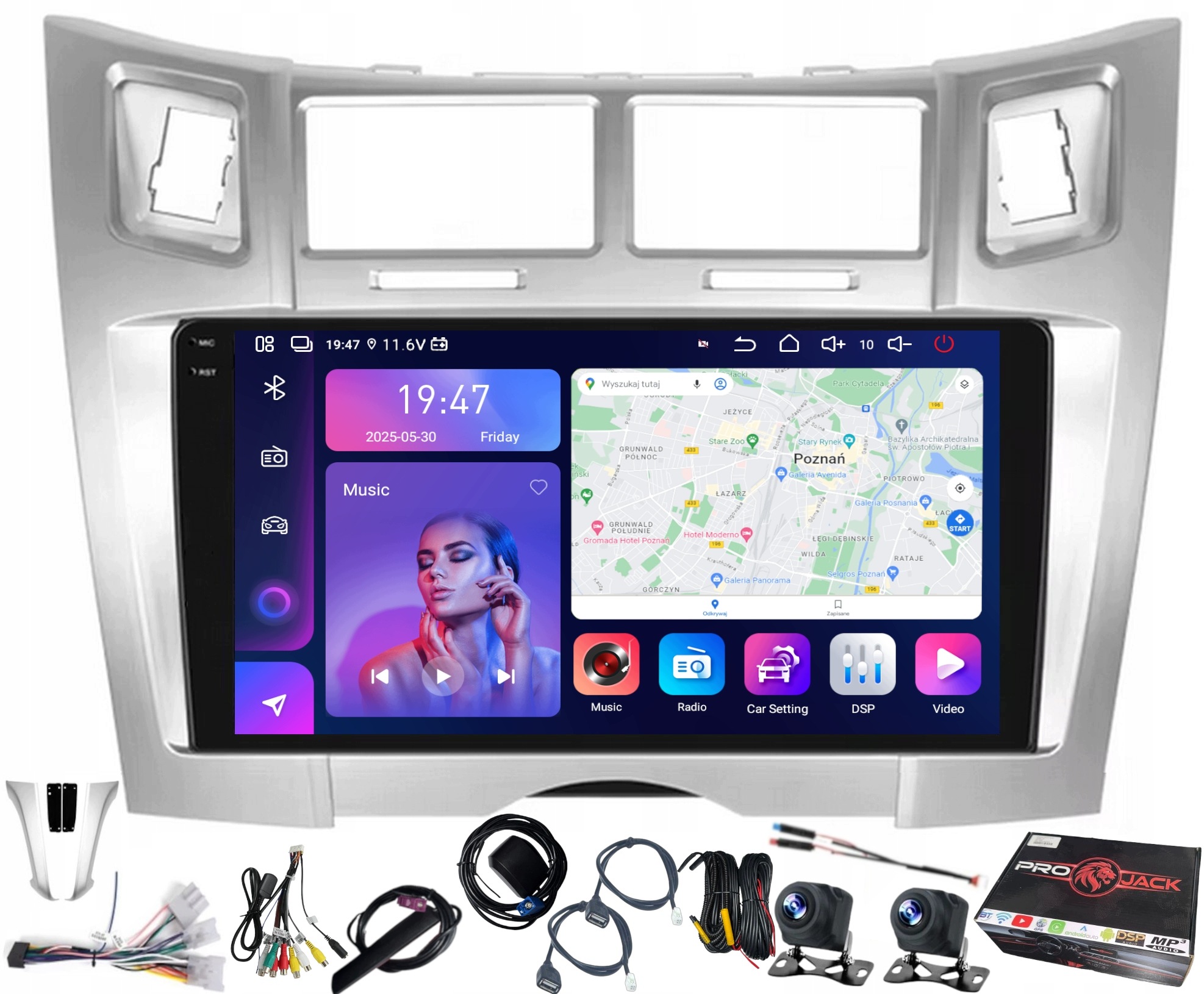 Rádio Navigácia Android Carplay Toyota Yaris 2005-2011 8GB 256GB Sim