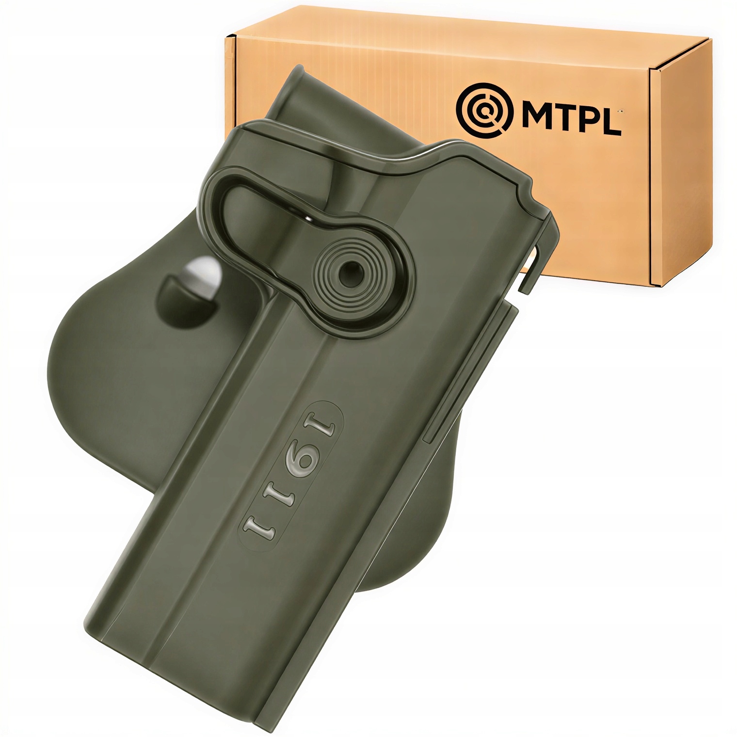 Kabura polimerowa Colt 1911 z płetwą na pas montaż pasek Asg Zielona