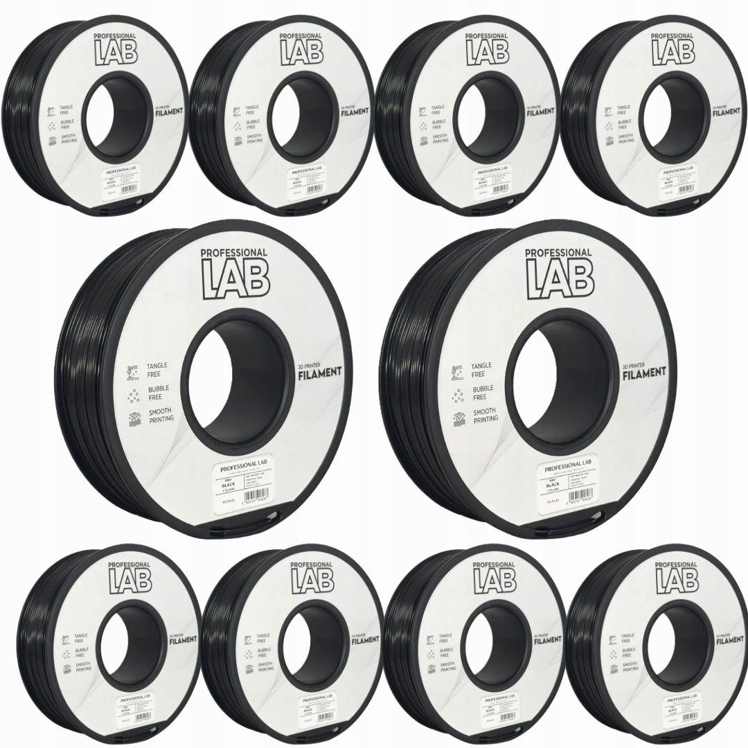 10 x Filament Abs+ Black Čierna Prof. Lab. 1,75 mm 1000 g 3D tlačiareň