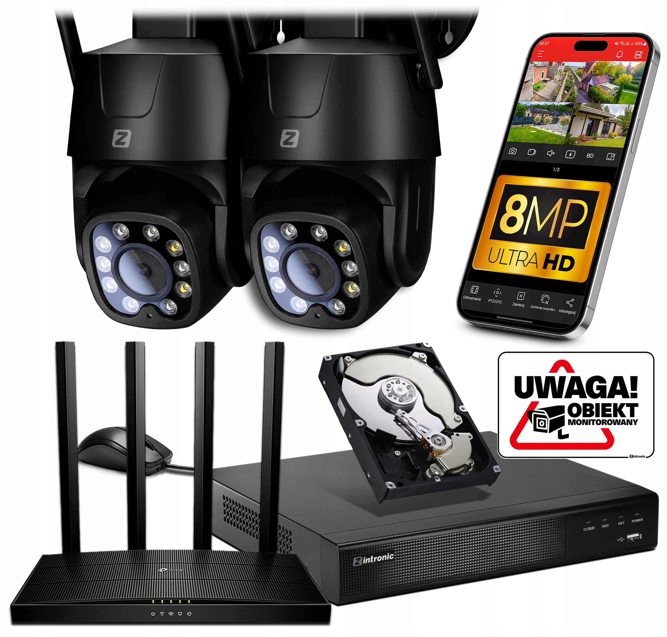 Sada pro Monitorování 2x Ip WiFi kamera 8MPx 4K Uhd Detekce Lidí černá