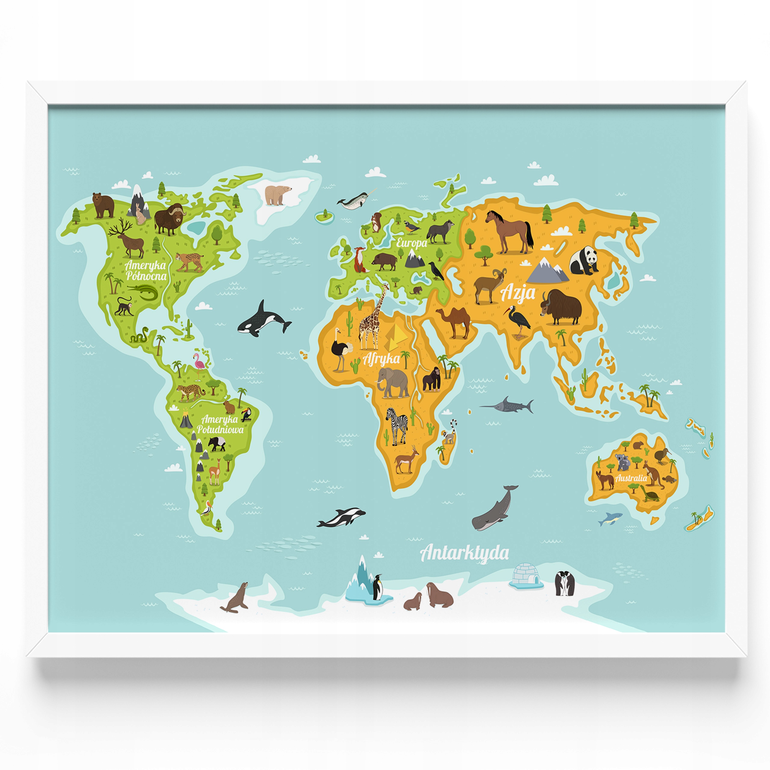 

Plakat Edukacyjny Kontynenty Atlas Świata Ramka A3