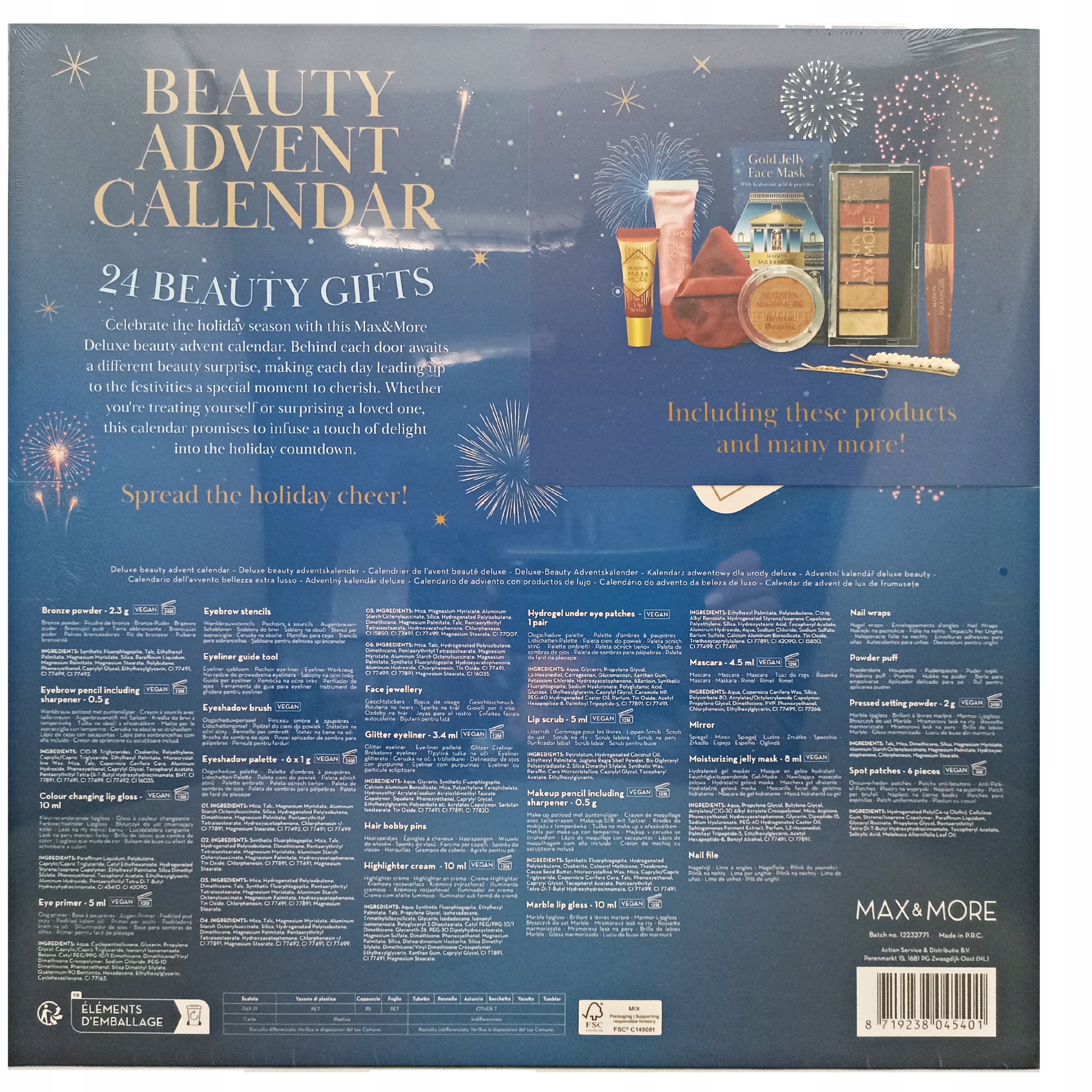 Адвент-календарь Max&More Beauty Calendar, 24 средства для макияжа и ухода — фото 2