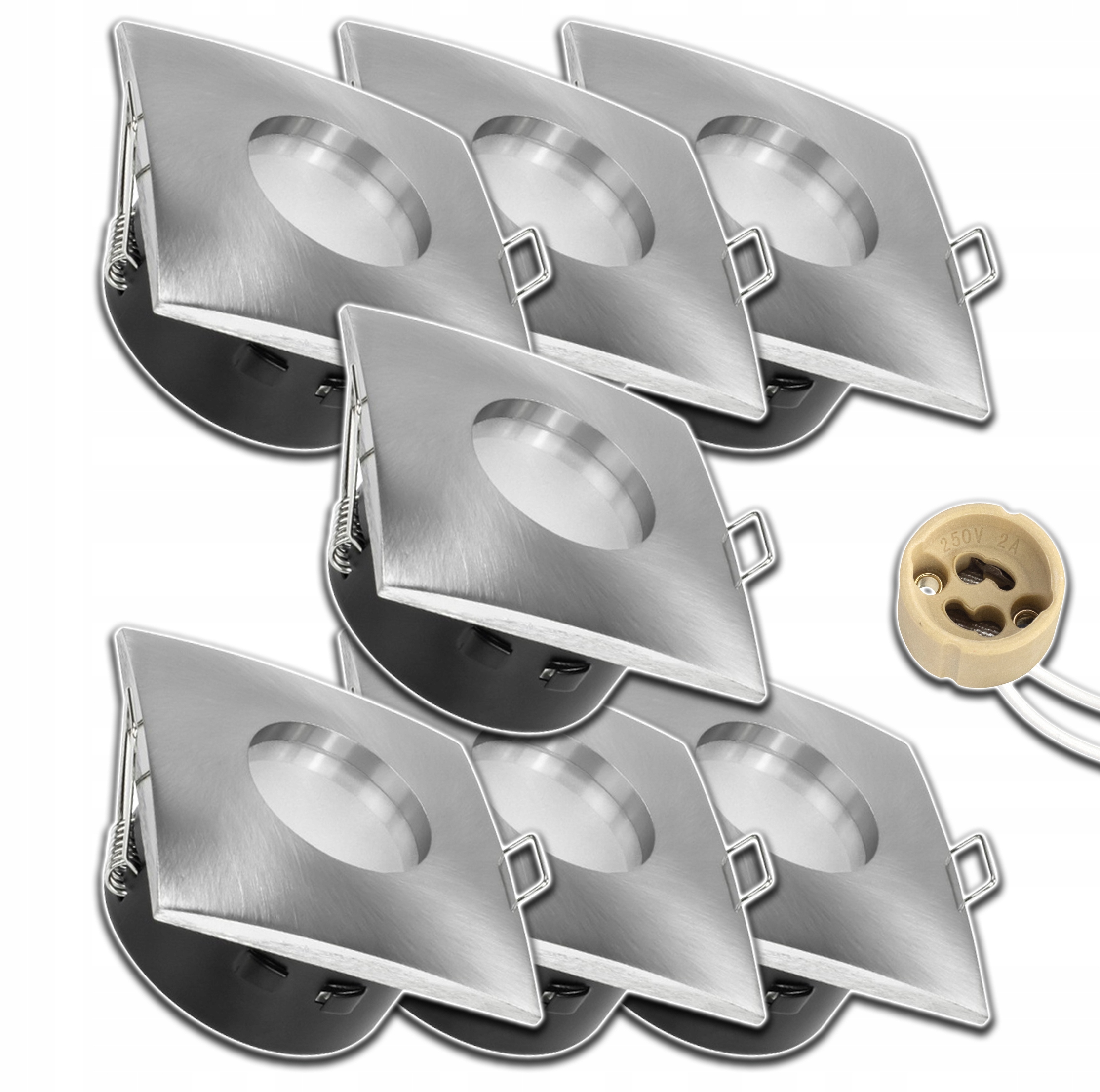 7 x Bílé Zapuštěné Stropní Svítidlo Do Podbití Voděodolné Zásuvka GU10