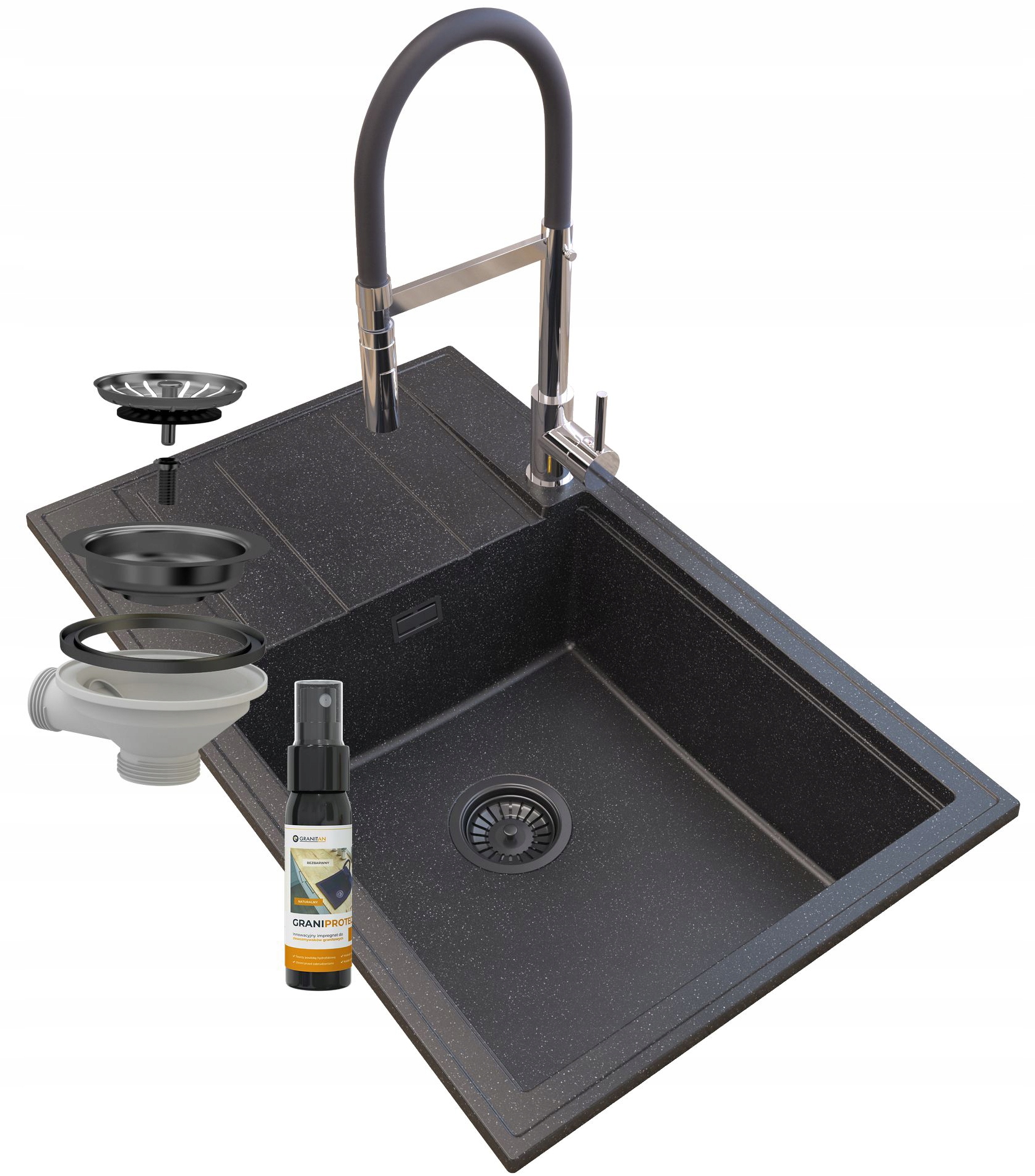 Granitový Drez Louis Granit Sifón Batéria Chróm