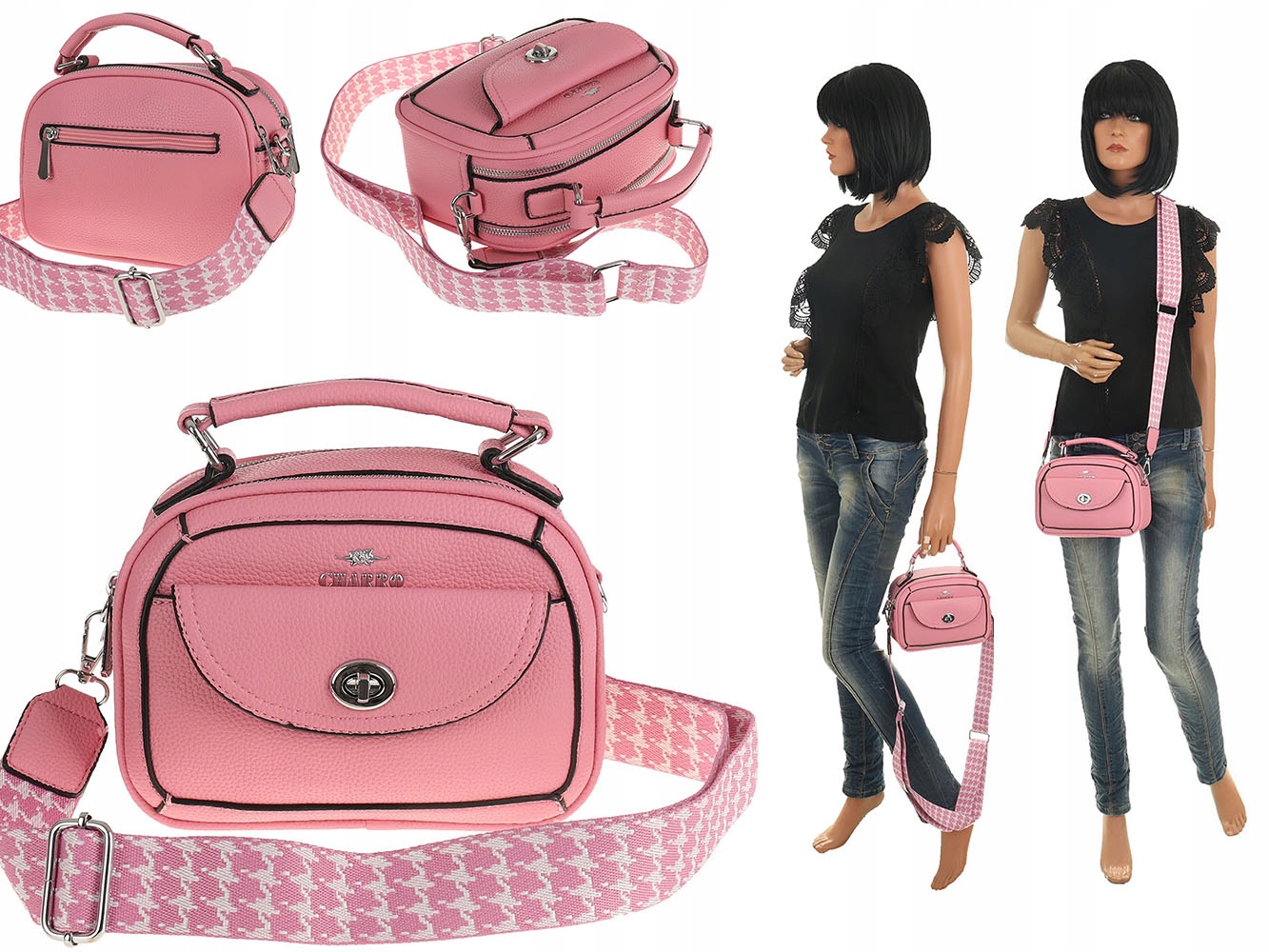 CHARRO Elegancka Torebka Damska kuferek listonoszka CH307899 Wzór dominujący bez wzoru