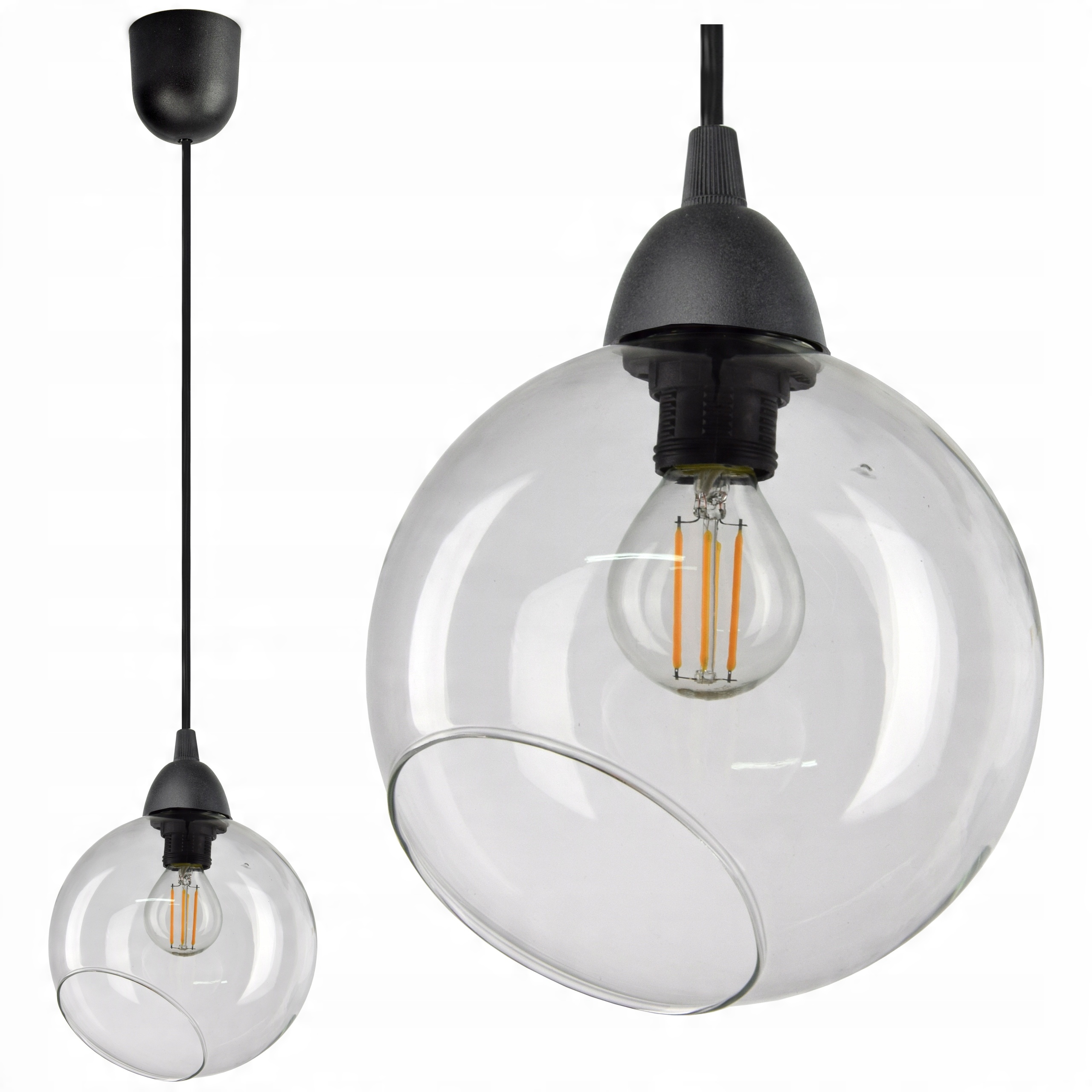

Lampa Wisząca Żyrandol Szklana Kula Transparent