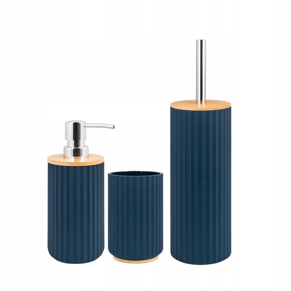 Kompletní koupelnová sada Abs a bambus, granátová/modrá