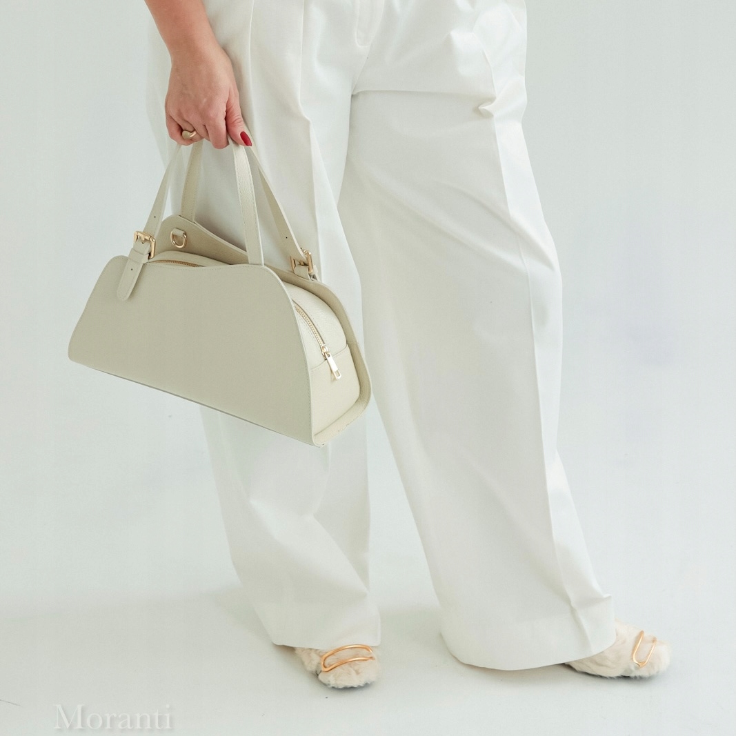 Kožená kabelka Leta-M Ecru Klasická elegance pro ženy