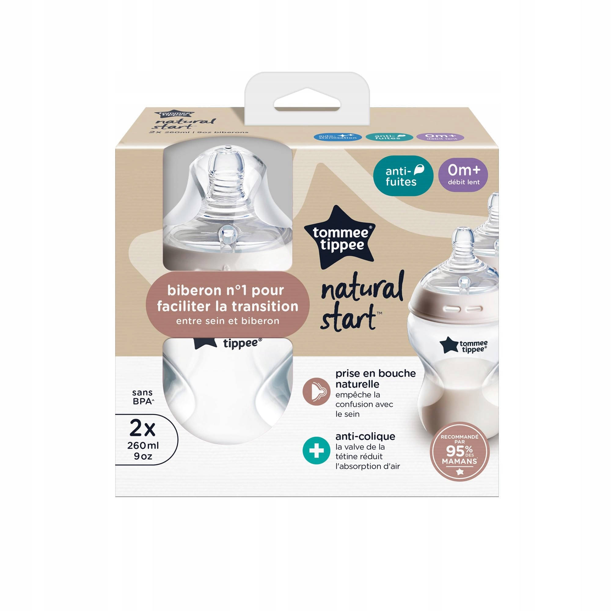 TOMMEE TIPPEE Butelki Dla Niemowląt Antykolkowe 260ml 2 Sztuki