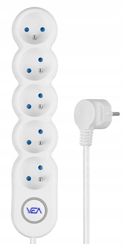 PRZEDŁUŻACZ LISTWA ZASILAJĄCA 1,5M 5 GNIAZD WYŁĄCZ Kolor biały