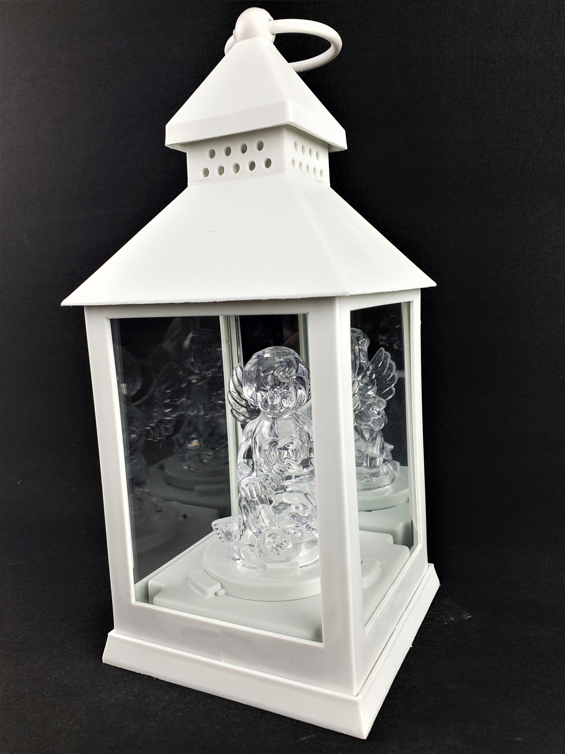 LAMPION Z ANIOŁKIEM ŚWIECĄCY NA BATERIE R6 LATARENKA BIAŁY ANIOŁ ZNICZ Marka Cortina