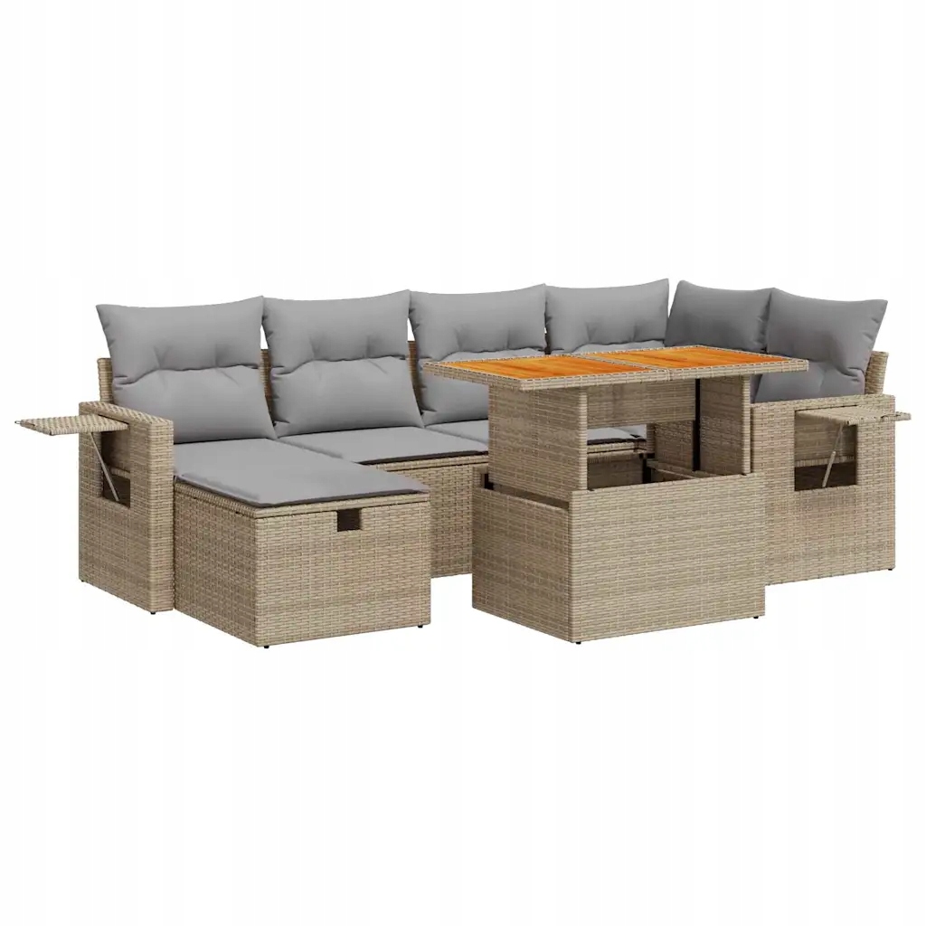 Béžová sada zahradního nábytku s Pe ratanem, 55-100 x 23-62 x 37-73 cm