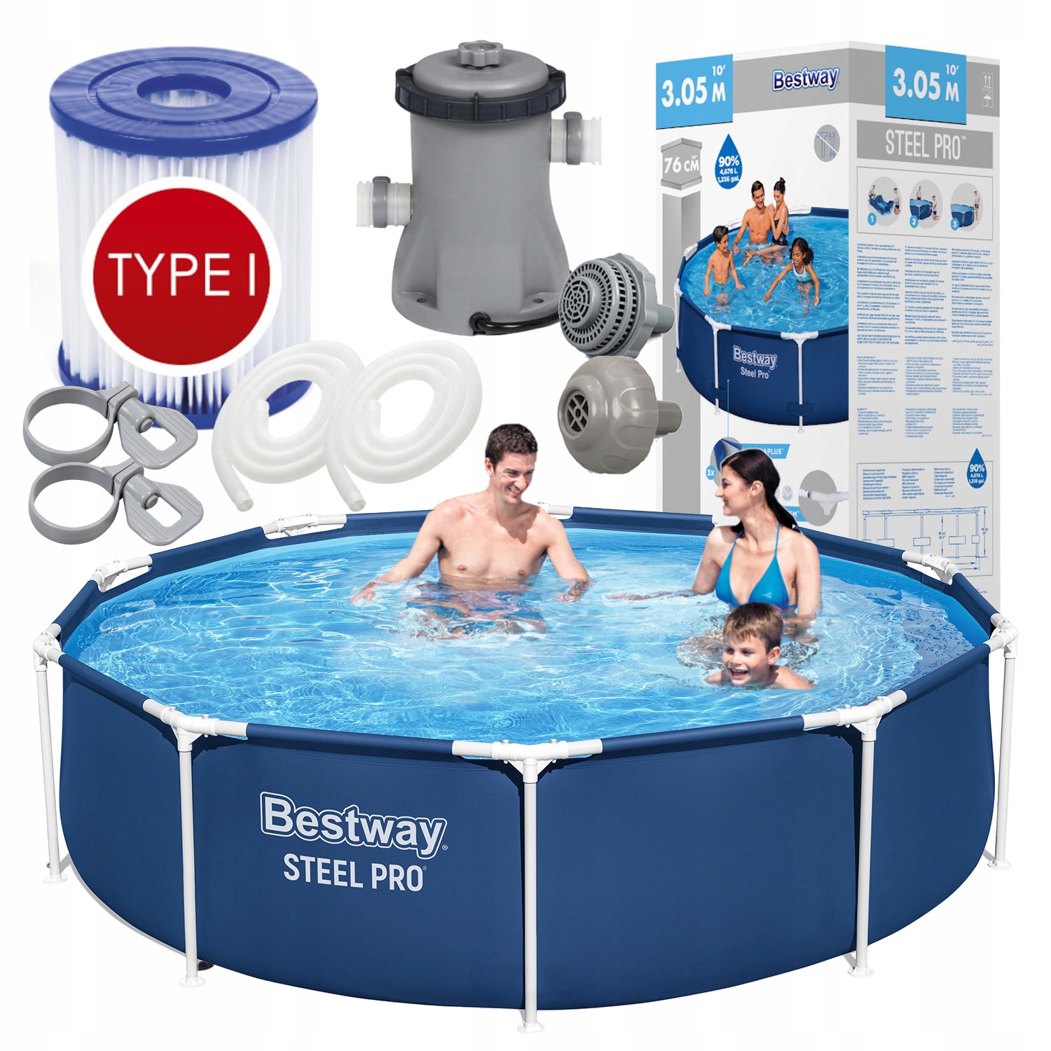 Bazén Velký 305x76 cm pumpa s filtrem Bestway