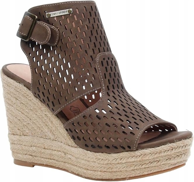 Chatawak Hnědé Gladiátorky S Pletenou Klínovou A Prolamovanou Podšívkou 41 J0A