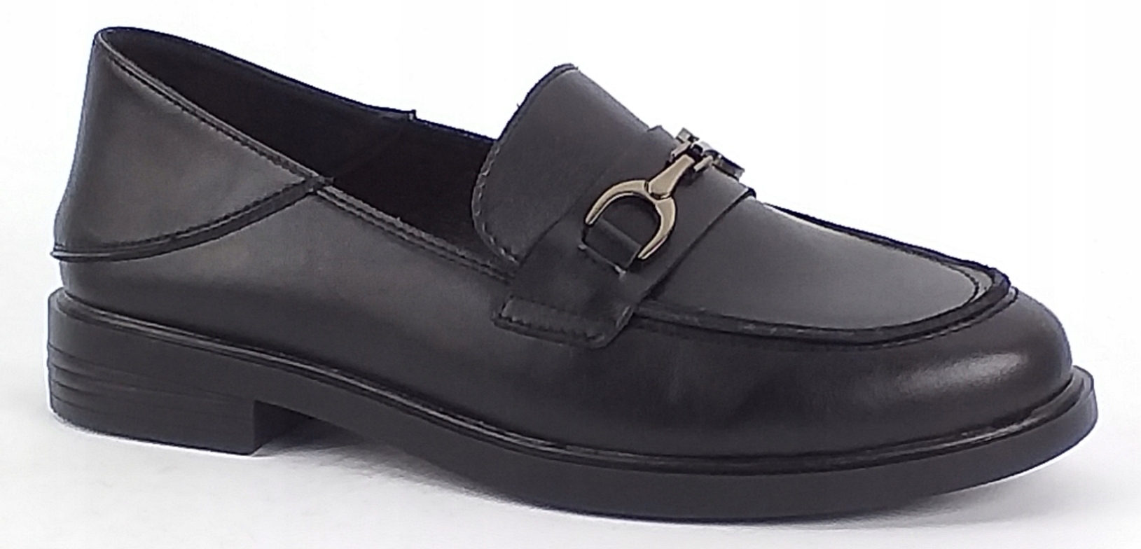 Mokasyny Vinceza XY26-18117 Bk Skóra Damskie Półbuty Skórzane Czarne 37