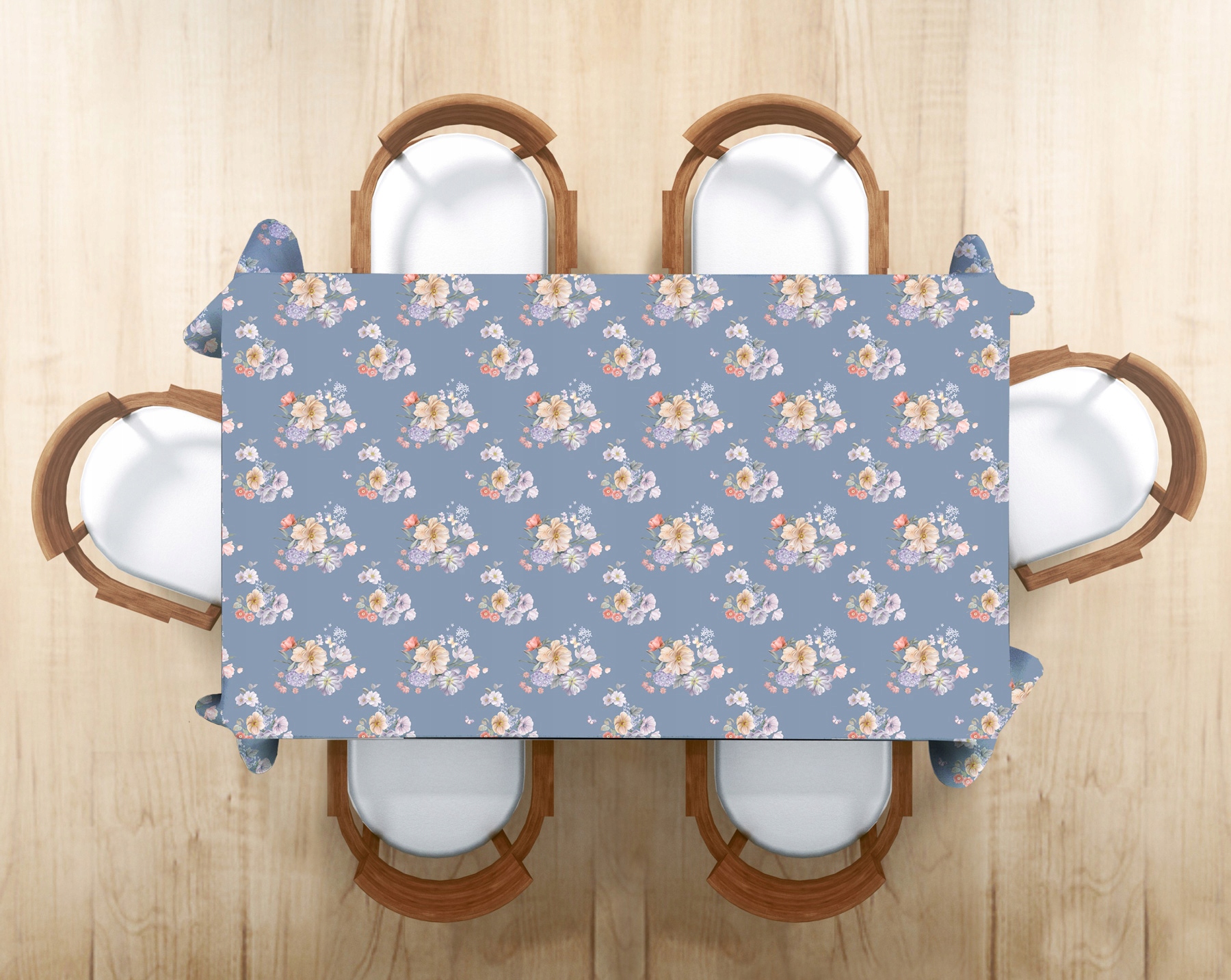 OBRUS PLAMOODPORNY 110X160 WZORY BŁĘKITNY BUKIET Typ obrus