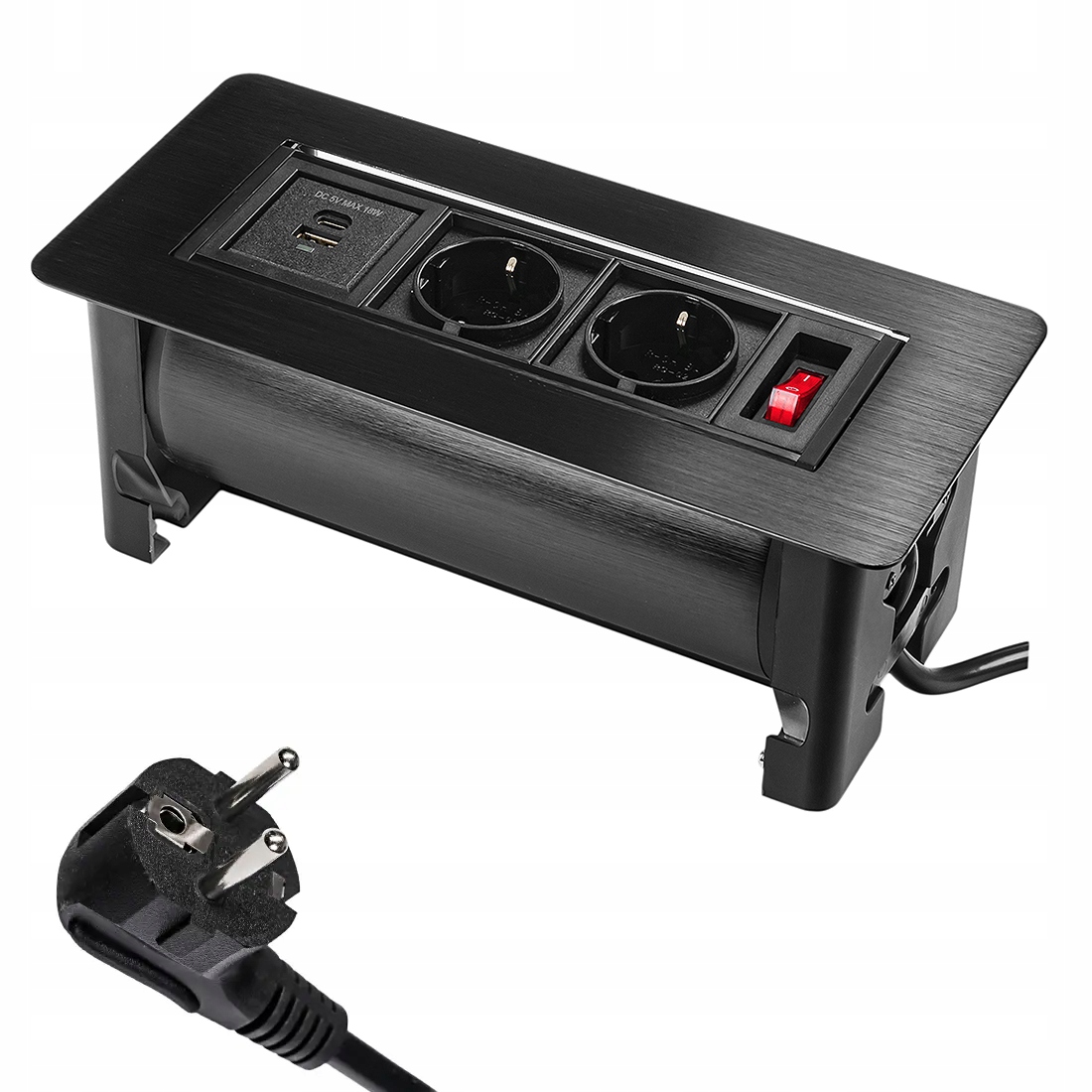 Otočná stolová doska Spacetronik 2x Schuko Usb A C Nabíjačka