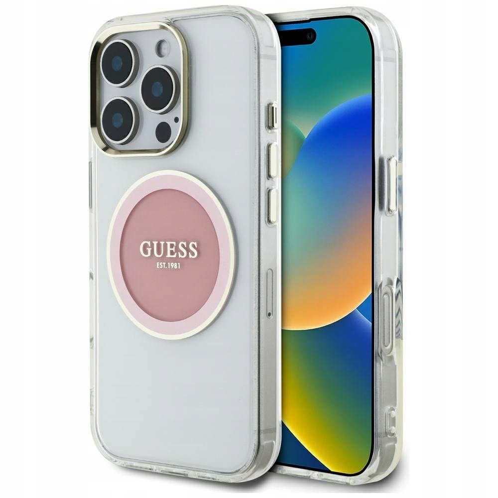 Etui Guess IML Metal Colored Circle Classic Logo MagSafe do iPhone 16 Pro r