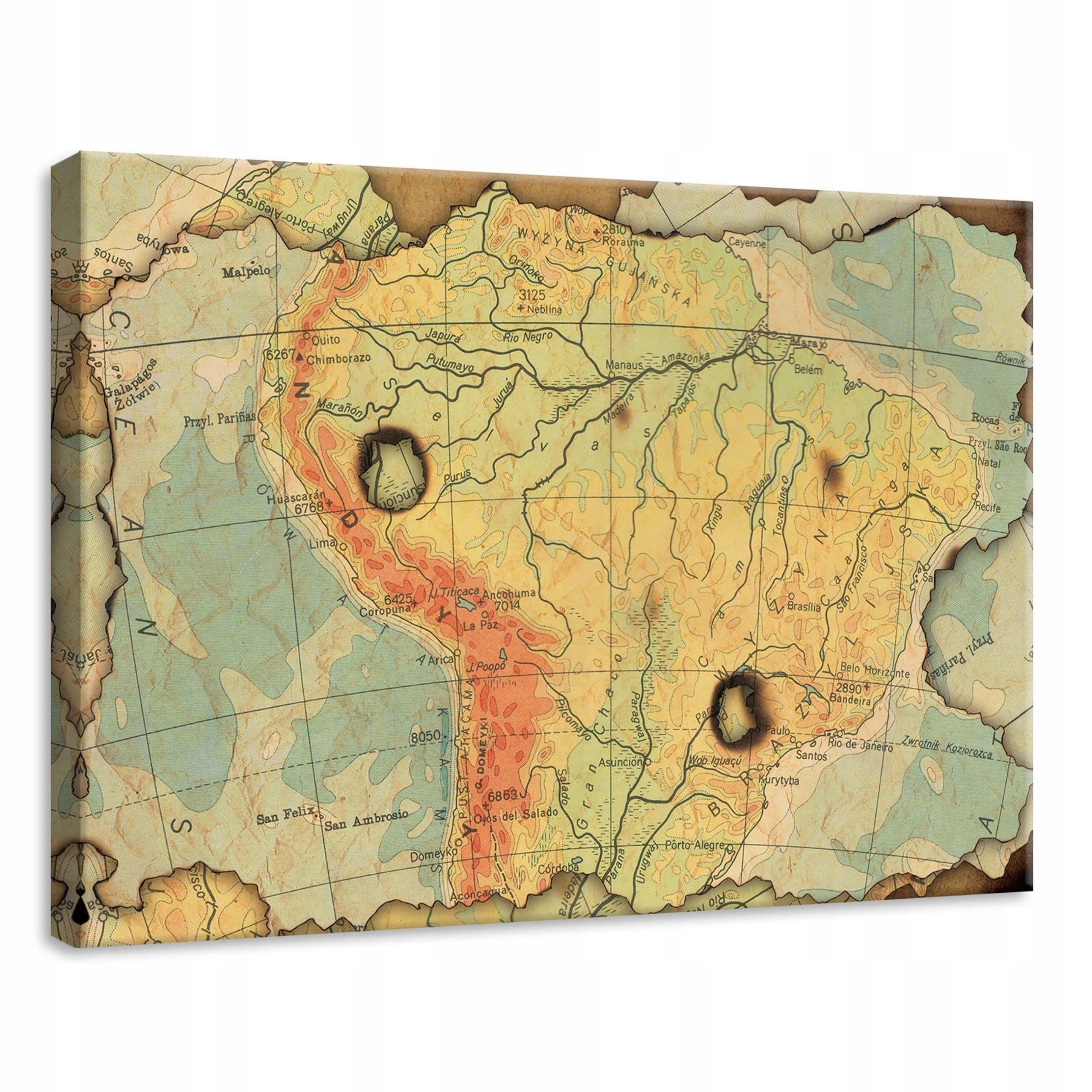 Obraz 70x50 Stará mapa vintage cestování Jižní Amerika geografie