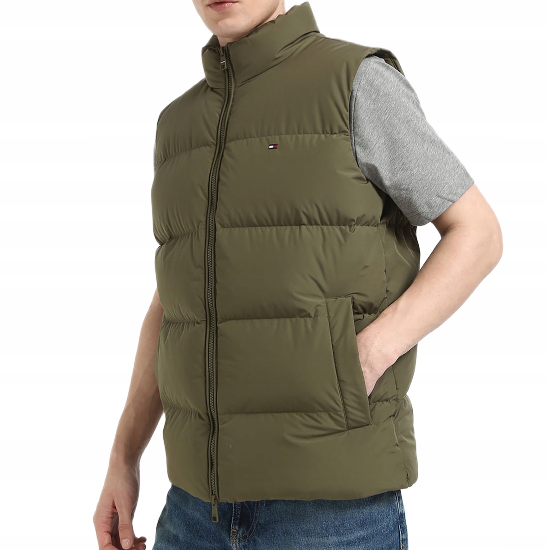 Tommy Hilfiger Kamizelka Puchowa Vest Down Army Green Rbn XL