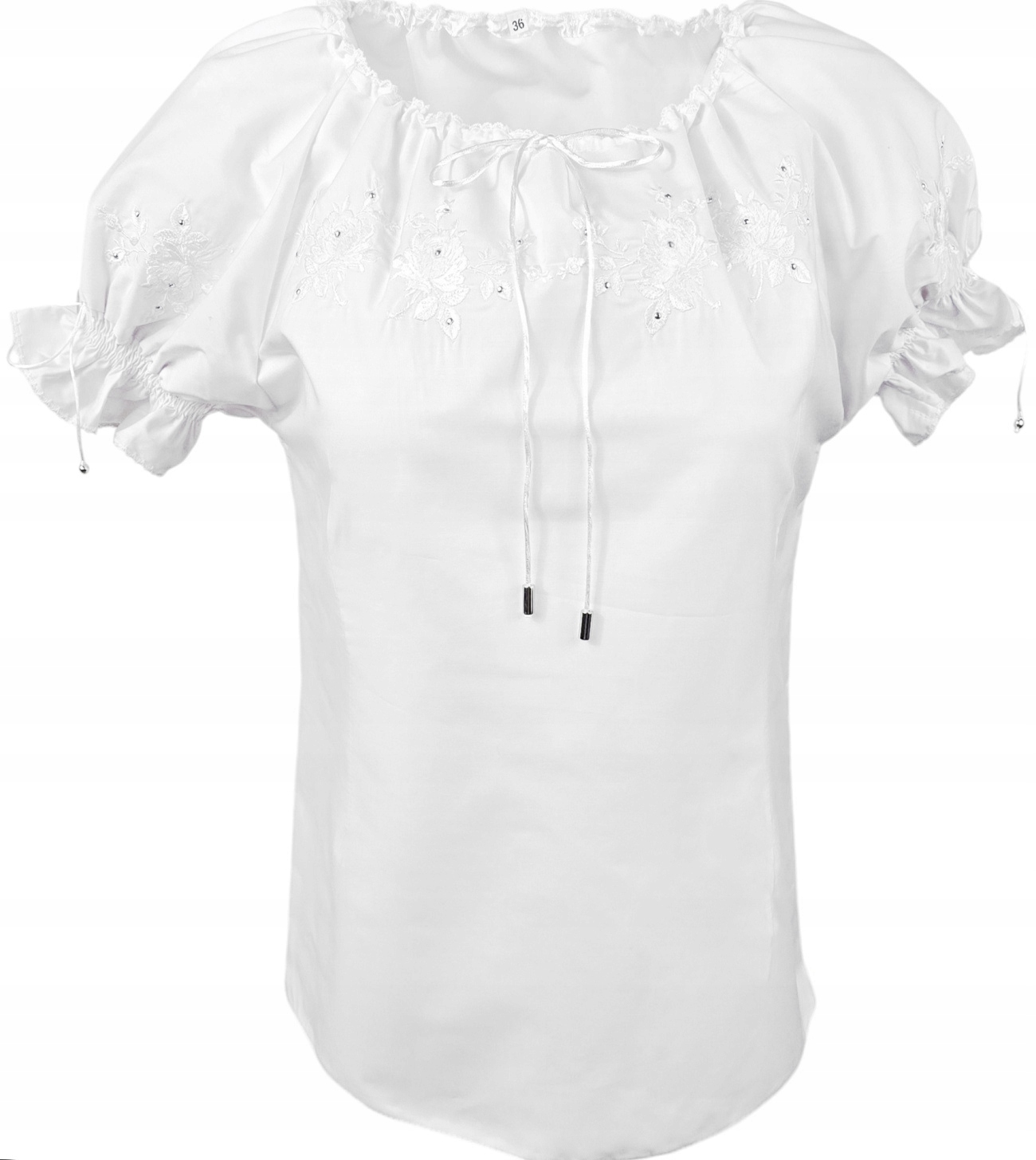 Španělská vyšívaná bílá halenka s krátkým rukávem Košile *FolkStyle* 50*