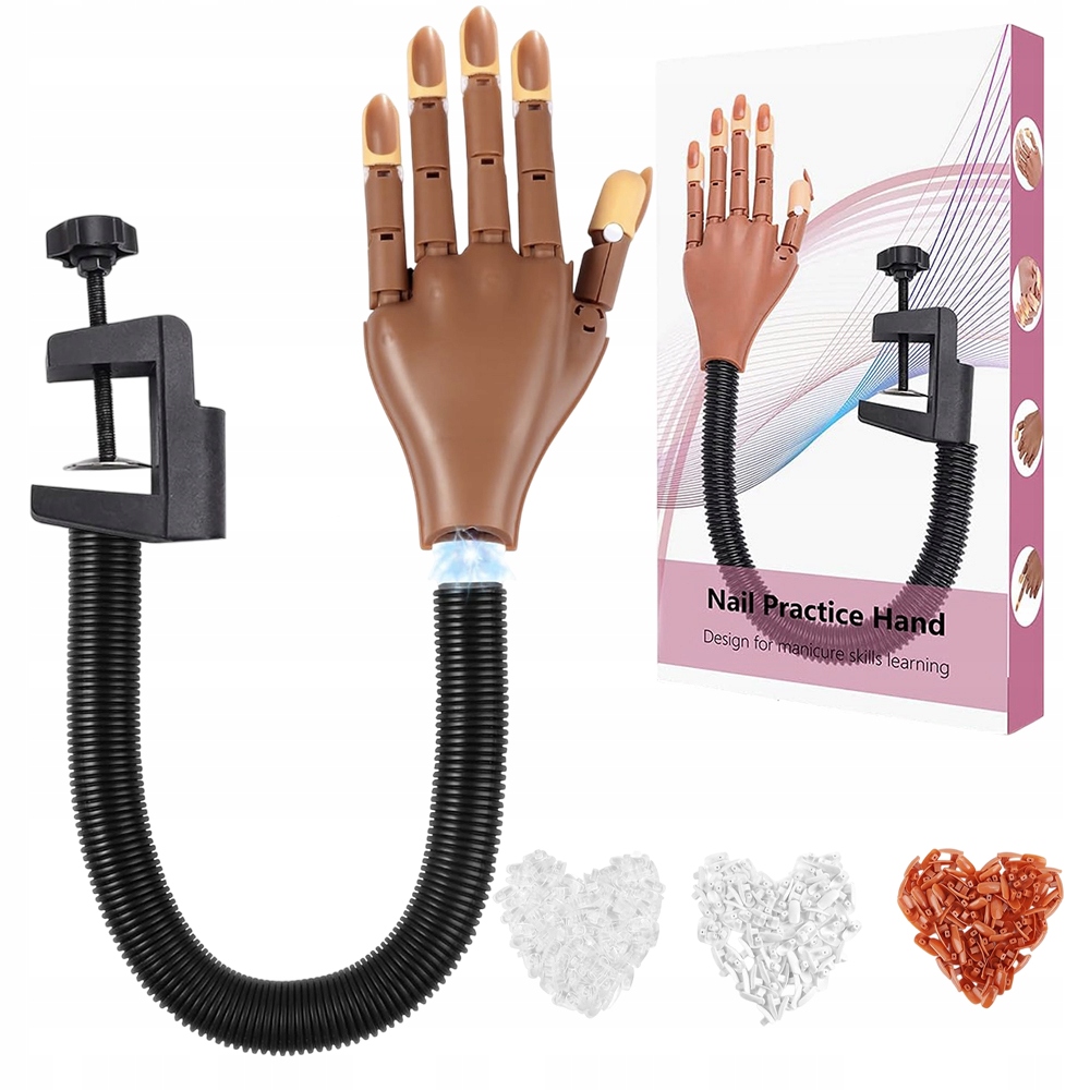 Umělá dlaň pro cvičení nehtů s tipy Elastická rukojeť