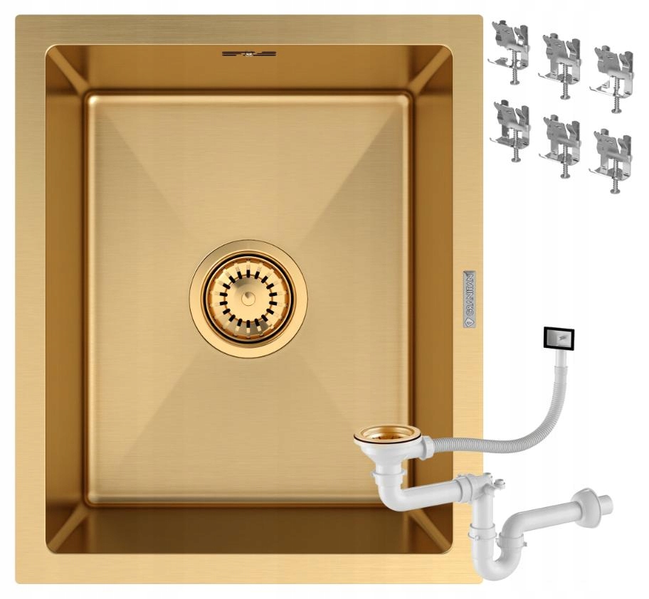 Ocelový Dřez Zlatý Závěsný Jednokomorový Pod Desku BARI37