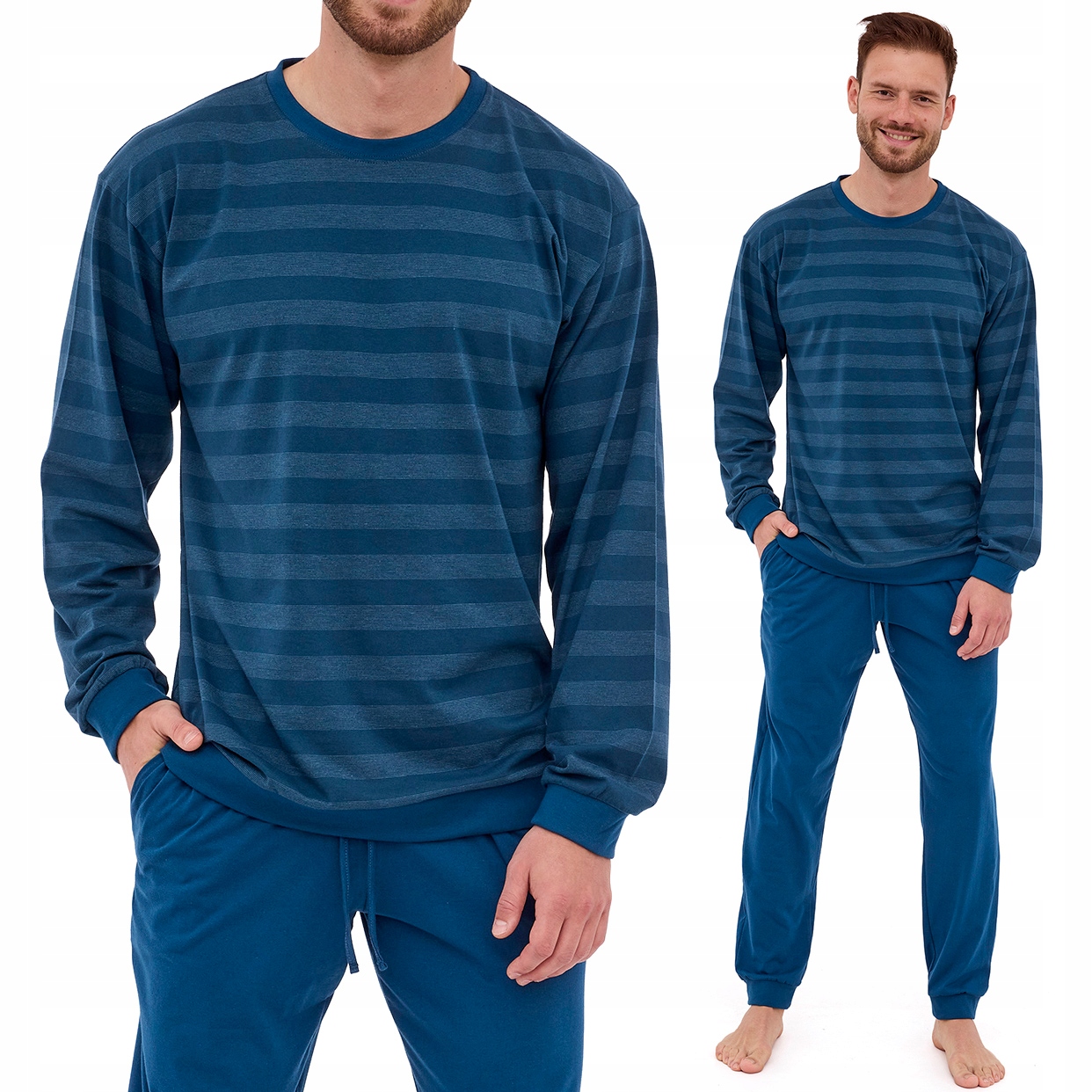 Pánské bavlněné pruhované pyžamo s dlouhým rukávem Cornette Loose 117/278 XL