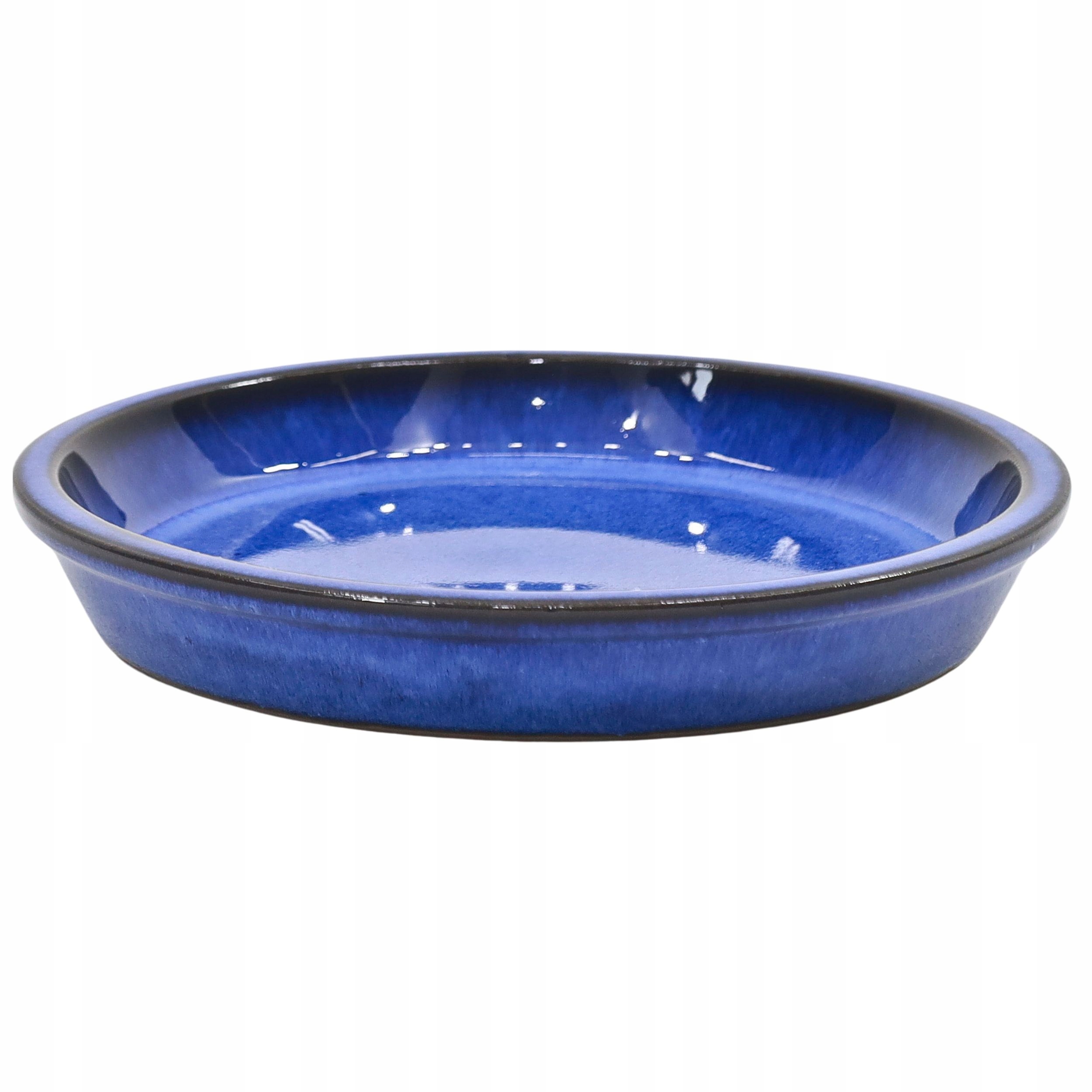 Podstawka Pod Donicę Doniczkę Szkliwiona Ceramiczna Niebieska Ø41 (33cm)
