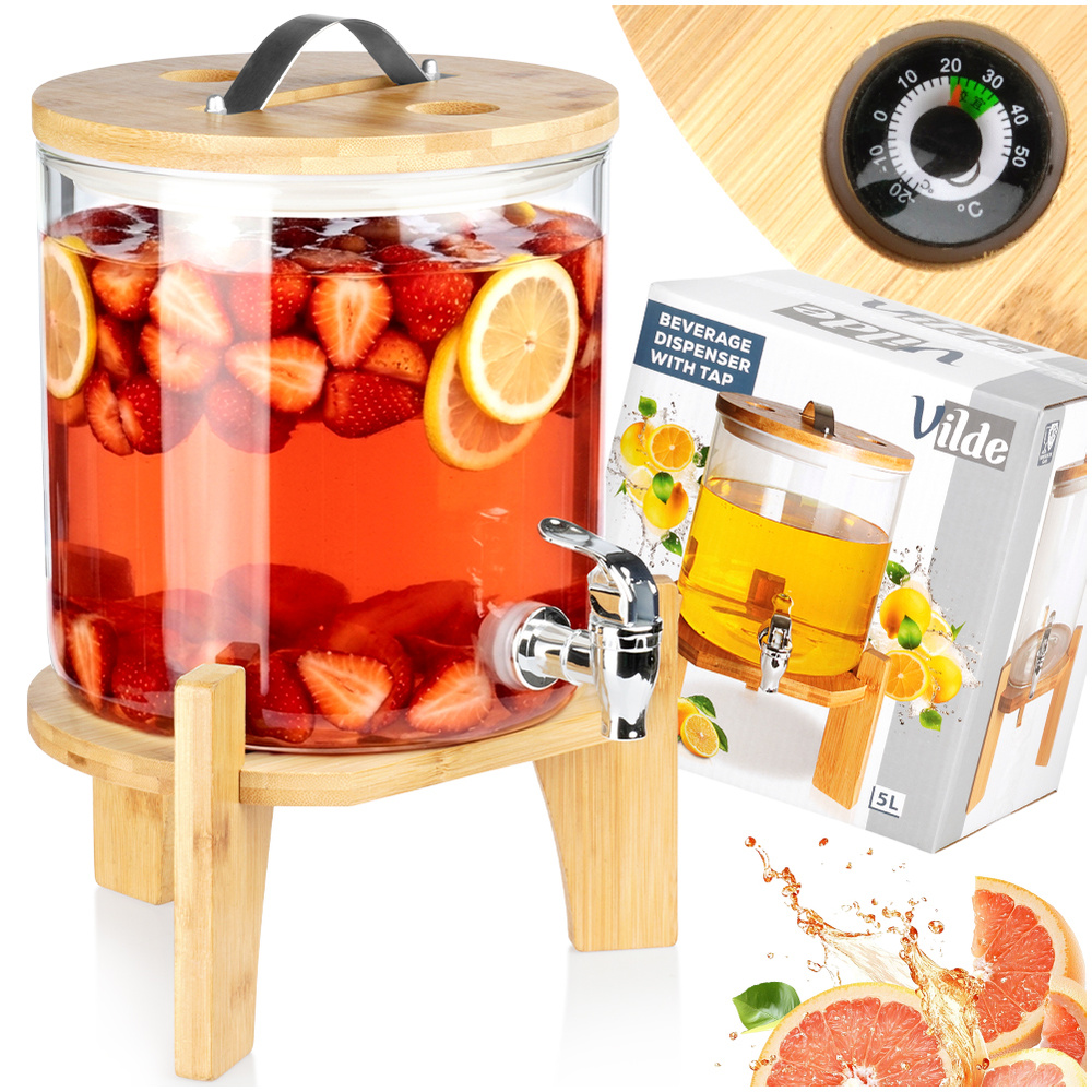 Sklenice Nápoje velká sklenice distributor skla kohoutkem stojanem 5L